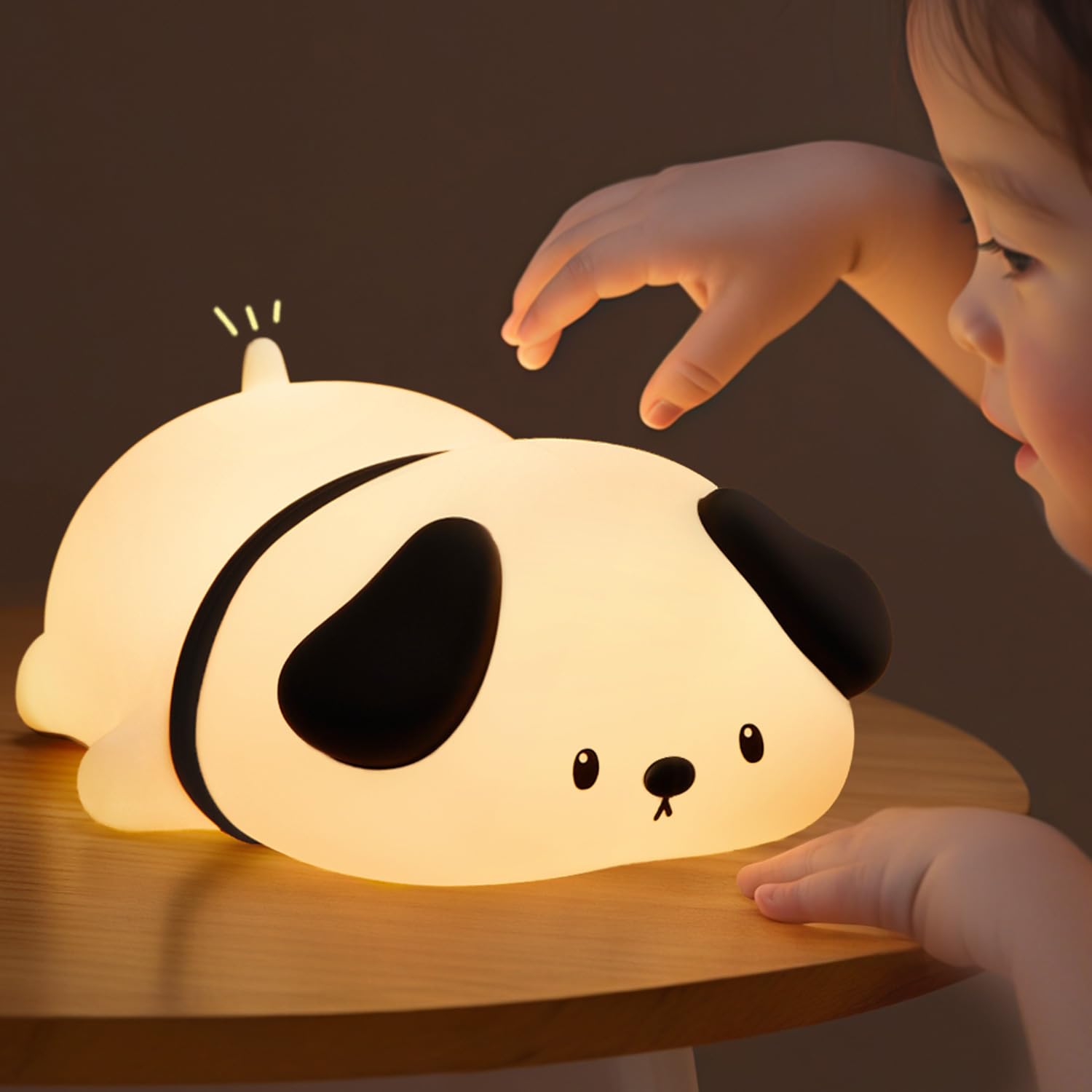 One Fire Night Light for Kids, 16 Color Changing, Dimmable, Soft Silicone, Portable, Model WH-A42, Black