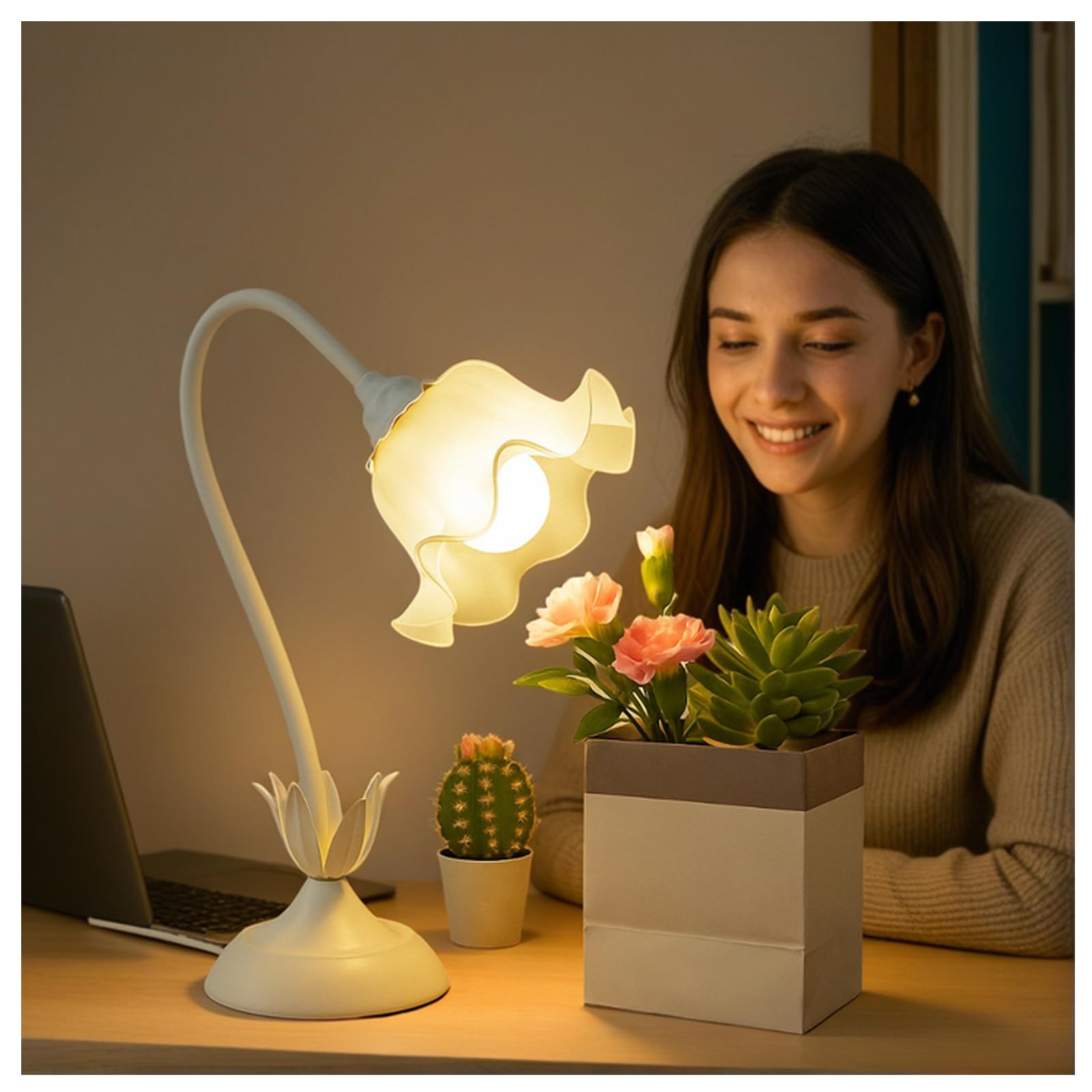 Table Top Grow Light for Indoor Plants - Decorative Desk Plant Light for Succulents Bonsai Cactus, Adjustable Desktop Grow Light