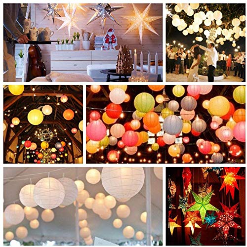 LOGUIDE LED Paper Lantern Lights, Waterproof Warm White, 12-Pack, Battery Operated, Model HZ-300, Ideal for Party Decorations