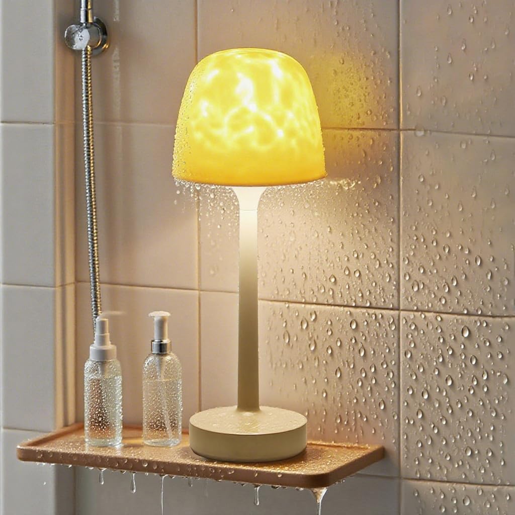 Funlenry Spa-Like Shower Lamp, Waterproof 16 Color Ocean Wave Projector, Rechargeable, 5x5x12.5 inches, Multicolor, Model CY/GY-01