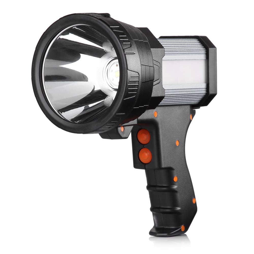 BUYSIGHT Rechargeable Spotlight Handheld Flashlight 120000 Lumens Aluminium Alloy Silver Model B743-S
