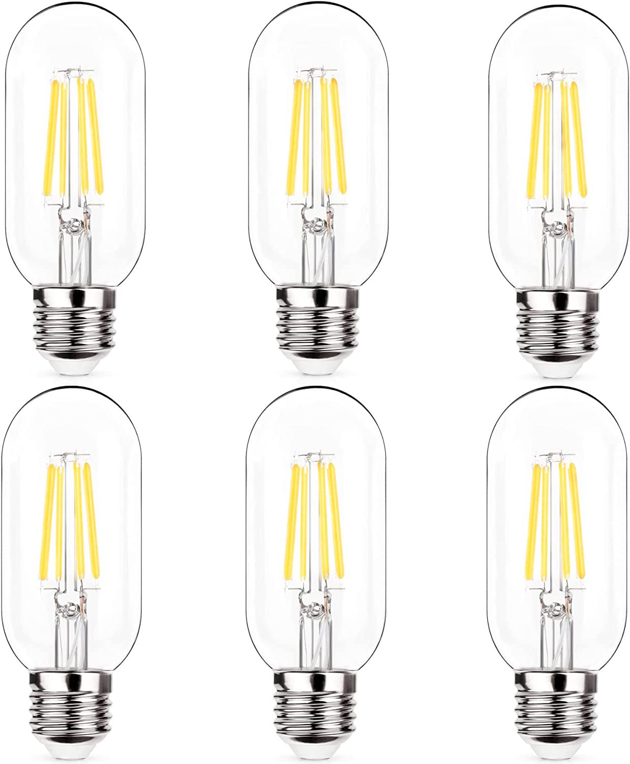NOTOC E26 LED Light Bulb 4W, Equivalent 40W, T45 Glass, Daylight 4000K, Antique Clear Filament, Pack of 6