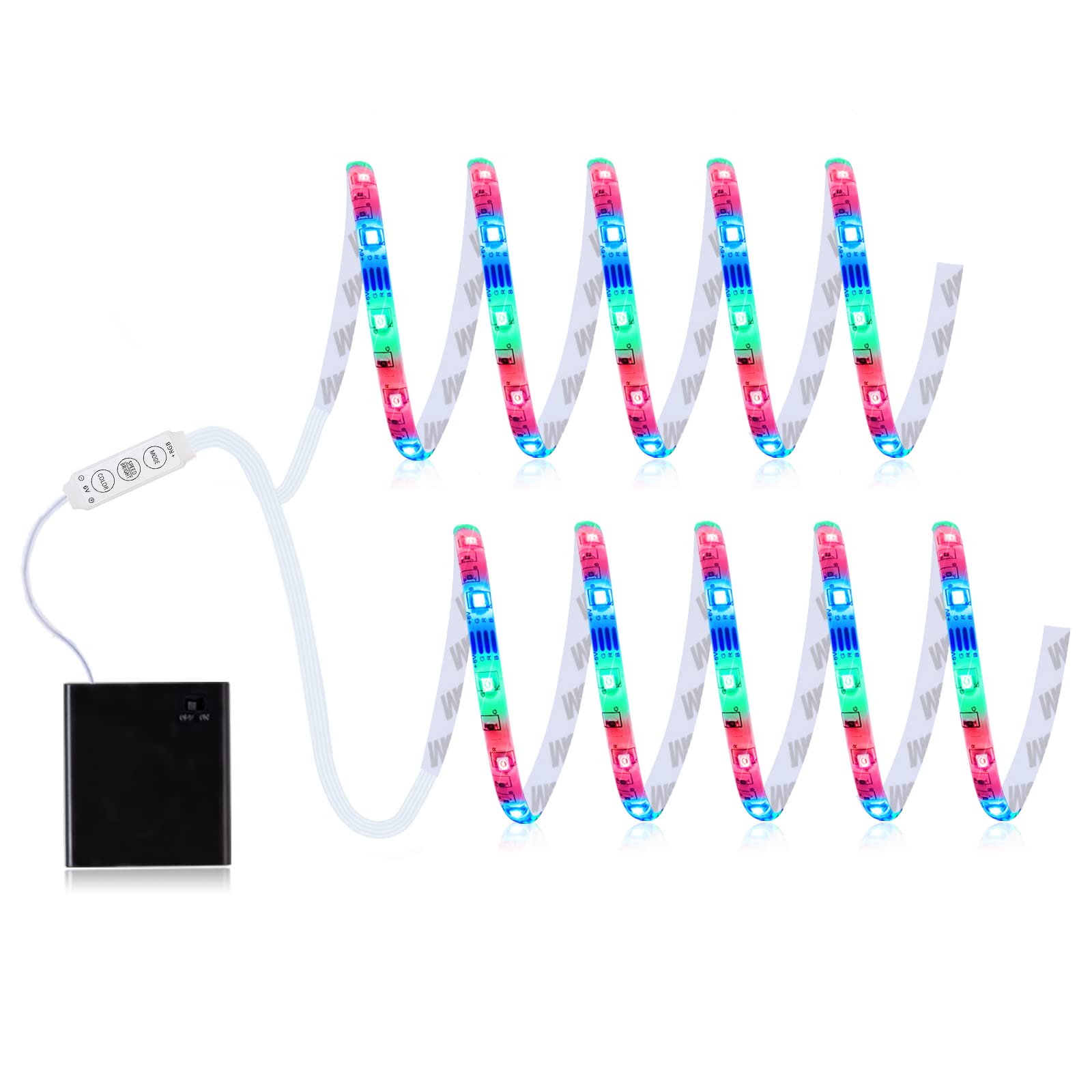 DANCRA LED Strip Light, RGB Color Changing, Flexible, Battery Powered, 2?2.62ft, Model PL RGB battery light 1.0, Underglow for Skateboards