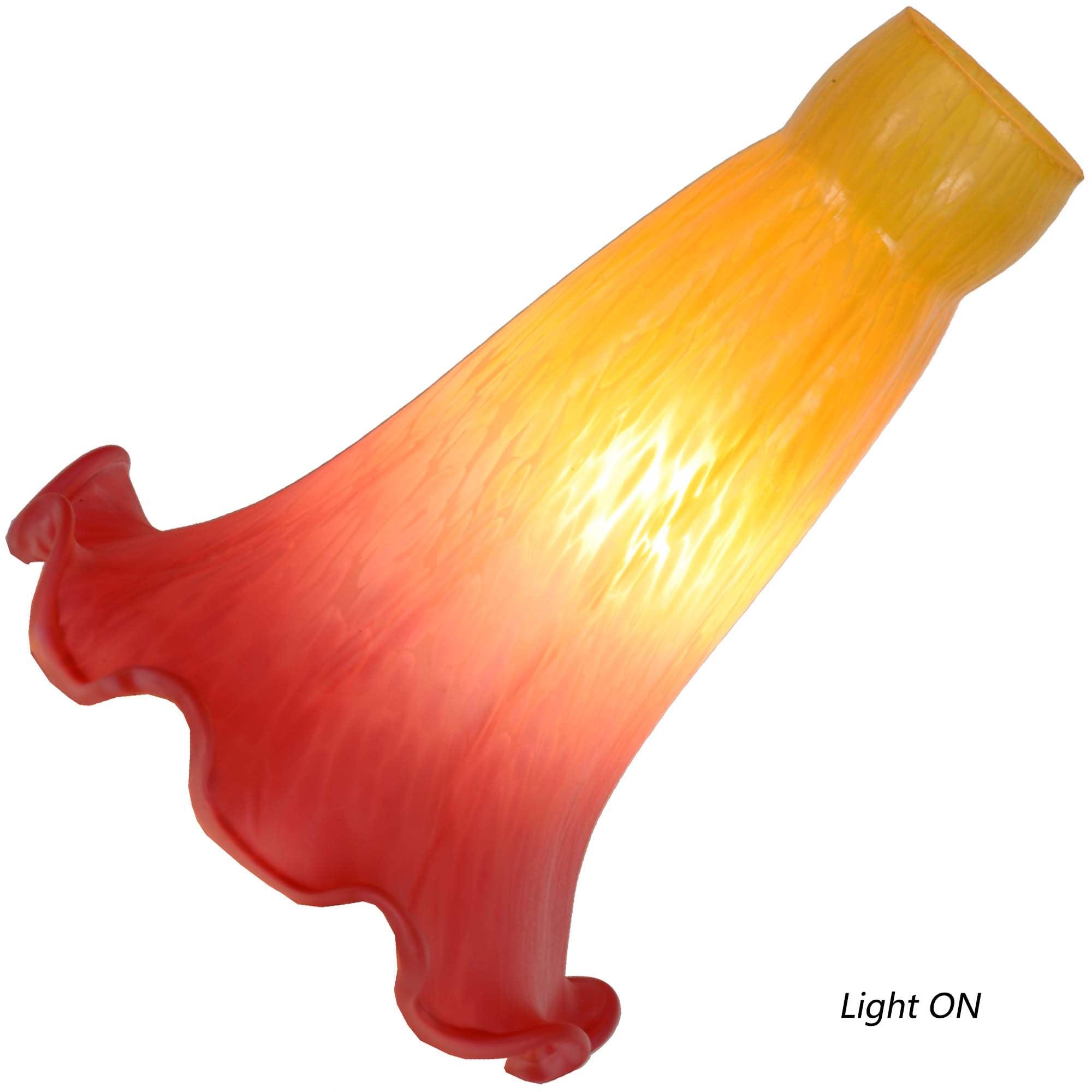 Bieye LS16S Lily Flower Blown Glass Lampshade, Yellow Red, Small I.D. 0.87" x O.D. 1", Elegant Lighting Decor