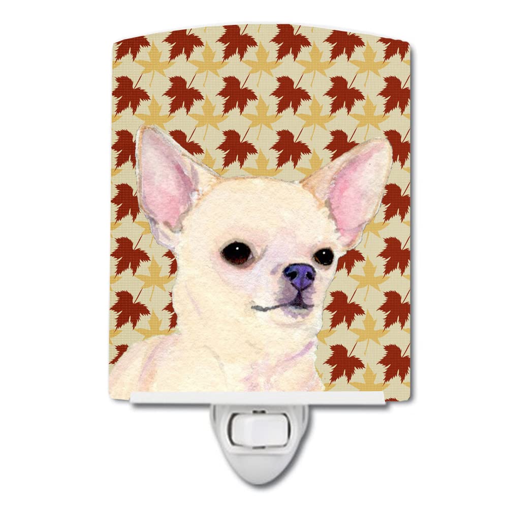 Carolines Treasures Ceramic Night Light, Chihuahua Fall Leaves, UL-Certified, 6x4x3in, Multicolor, Model SS4384CNL