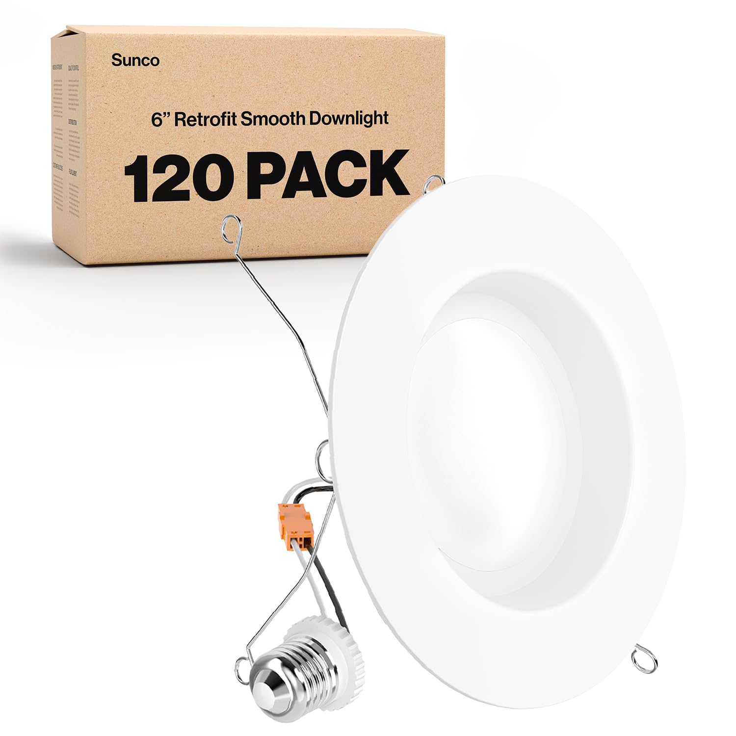 Sunco 120 Pack Retrofit LED Recessed Lighting 6 Inch, 3000K Warm White, Dimmable Can Lights, Smooth Trim, 13W=75W, 965LM, Damp R