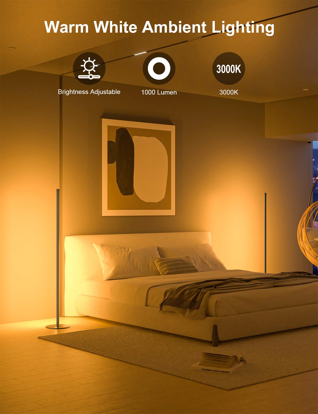 RGB IC Corner Floor Lamp, Upgraded LED Corner Lamp APP and Remote Control, 16 Million Colors and Warm White, Music Sync, Timing