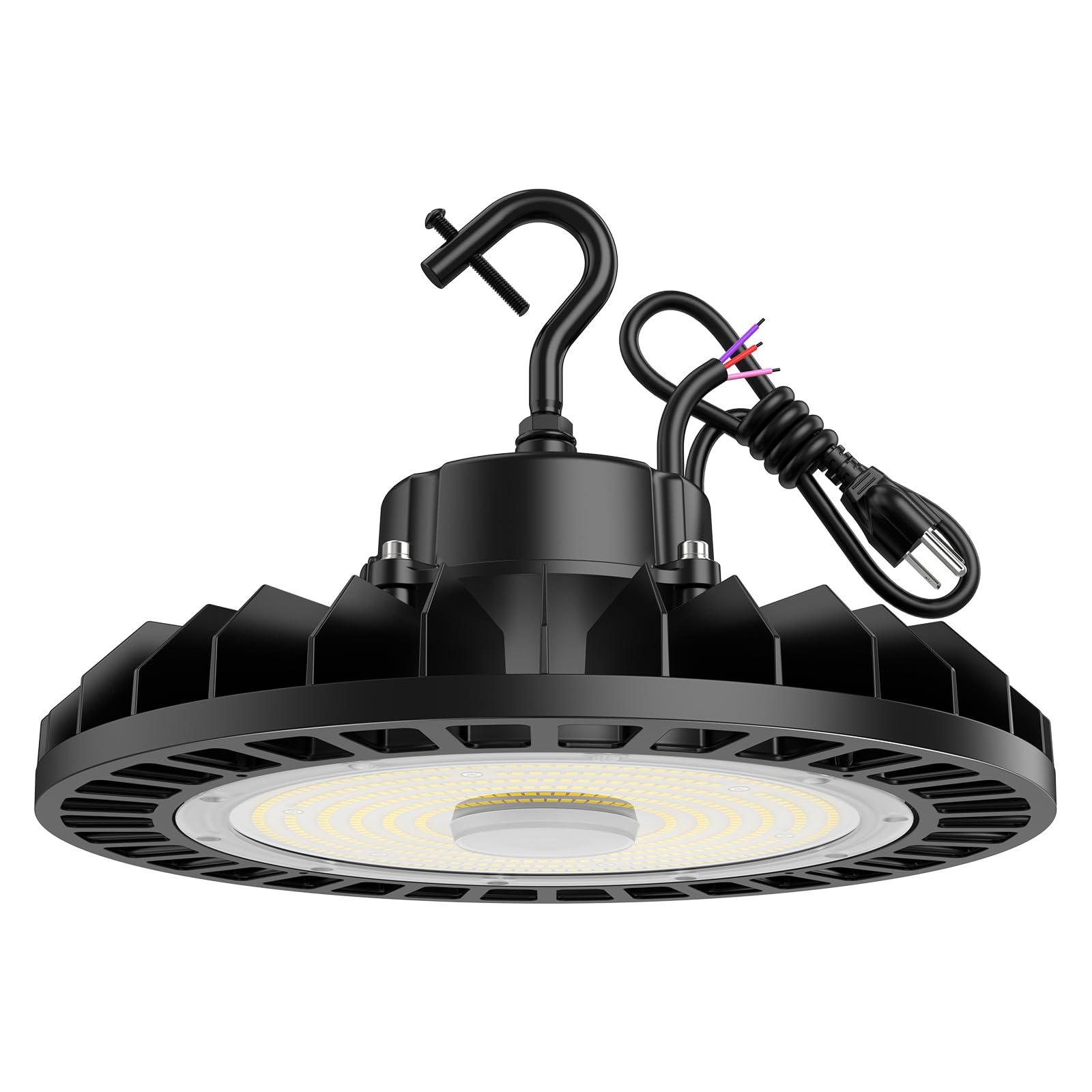 UFO LED High Bay Light 100W 1 Pack, 5000K 14,000LM, 0-10V Dimmable, US Plug 5ft Cable, Shop Industrial Warehouse Workshop Factor
