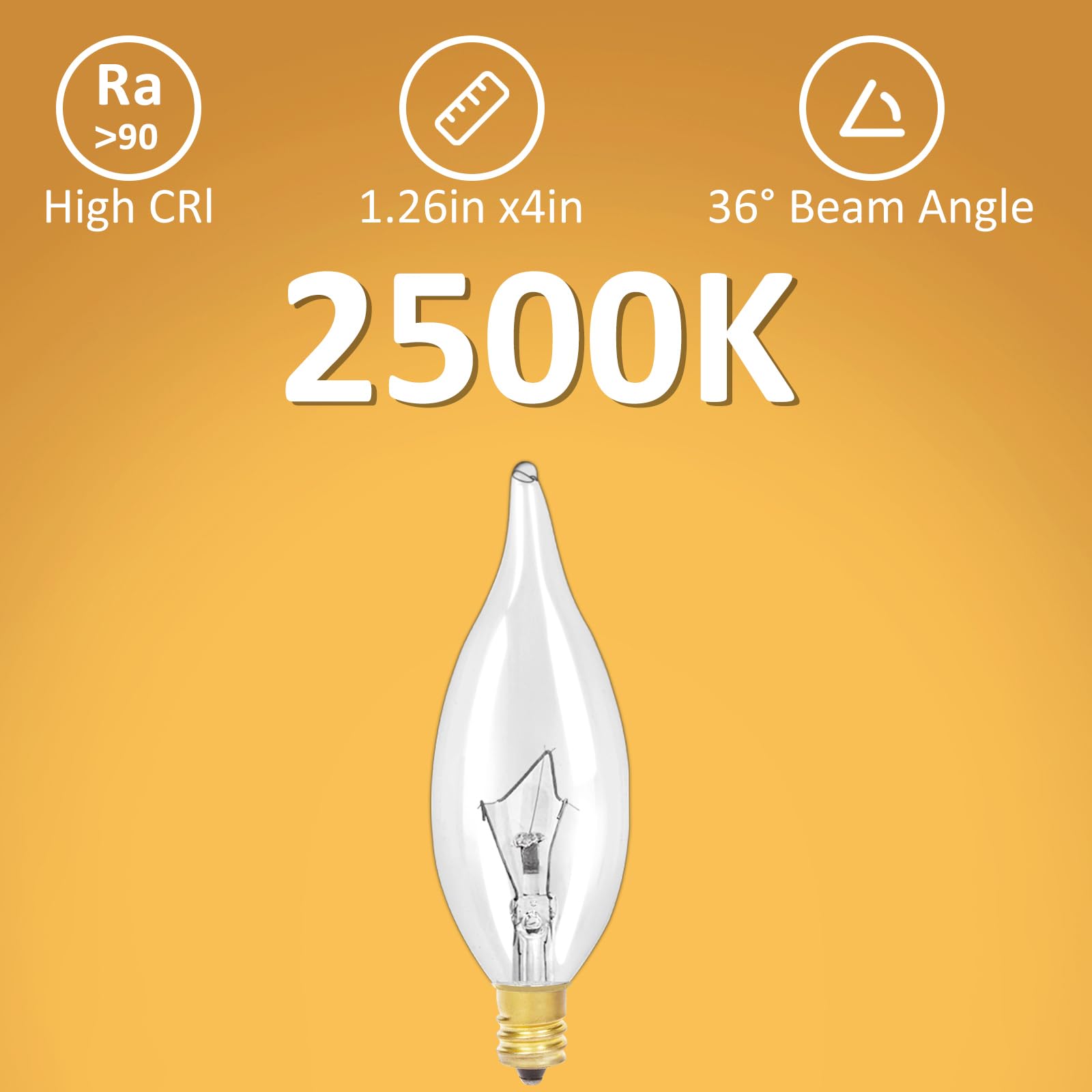 Linmifo 12-Pack E12 B10 Clear Candelabra Base Bulb, 60W 120V Incandescent Candle Light Bulbs Dimmable Chandelier Light Bulbs For
