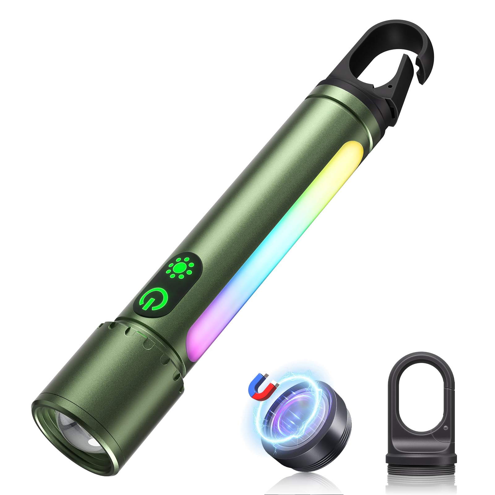 ADDplus Magnetic Flashlight Rechargeable,2000LM 5000mAh Flashlights High Lumens with 18 Modes,Waterproof, Adjustable,Powerful Fl