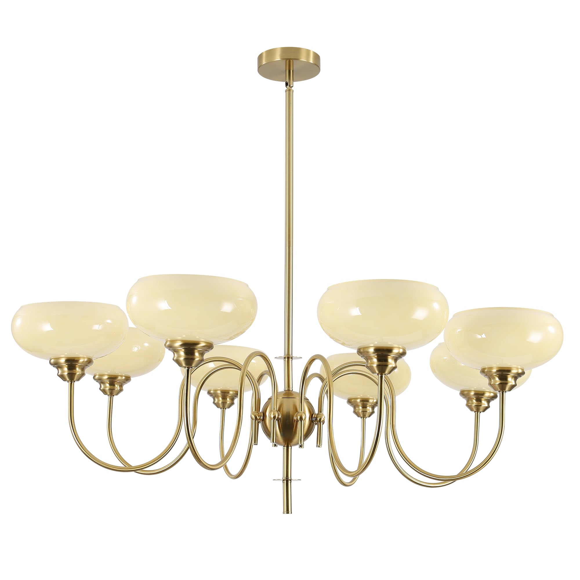 BOKT Large 8-Light Chandelier Modern Sputnik Chandeliers Flush Mount Ceiling Lights Cream Adjustable Height Pendant Lighting Vin