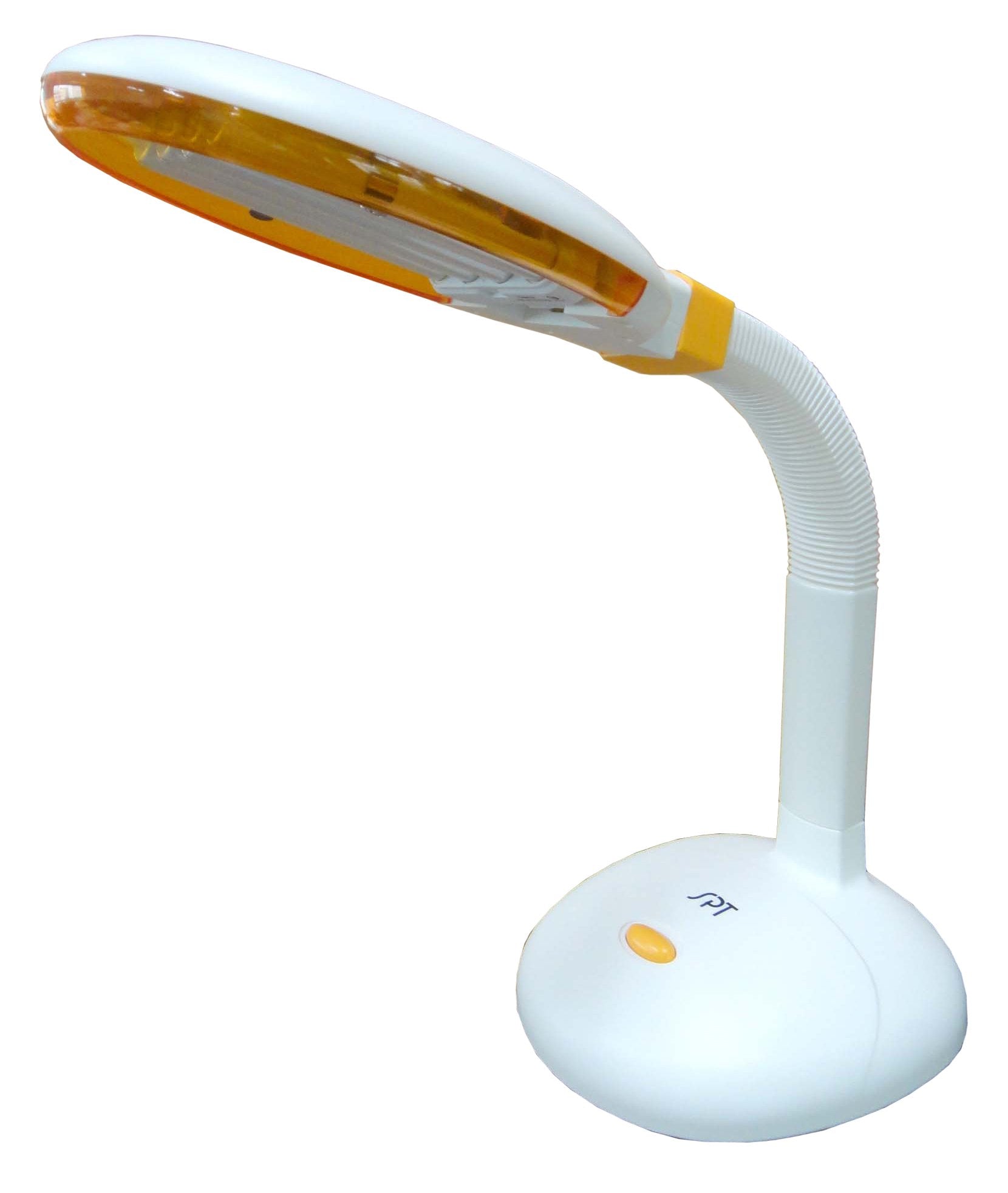 SPT Desk Lamp SL-827N, 27-Watt, 4-Tube, Plastic, White with Orange Trim