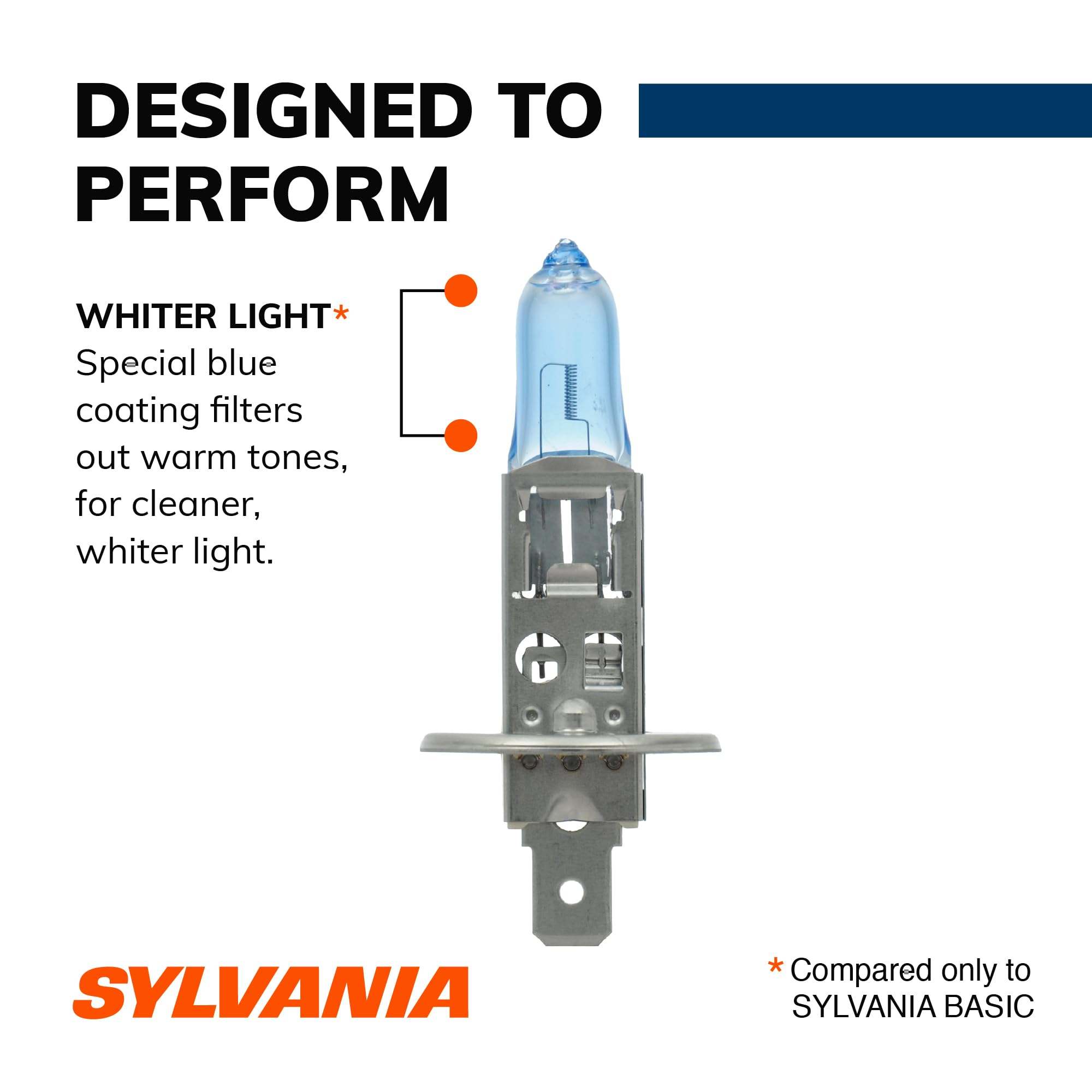 SYLVANIA H1 SilverStar Halogen Headlight Bulb, High/Low Beam and Fog Light Replacement, Brighter White Light, Model H1ST.BP2, 2 Bulbs