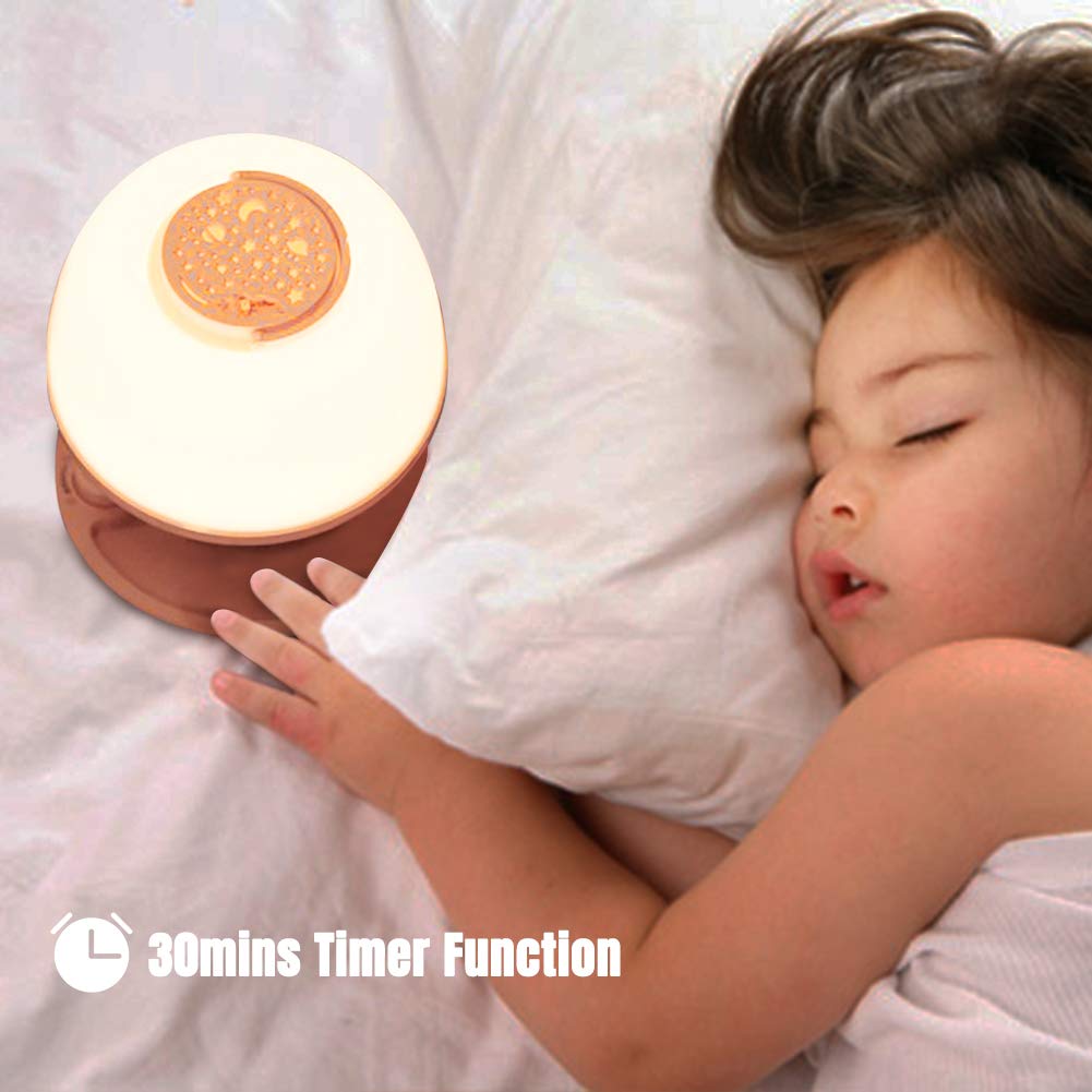 Licklip Pink Dimmable Led Toddler Night Light With Star Projector & Timer - Rechargeable Portable Lamp