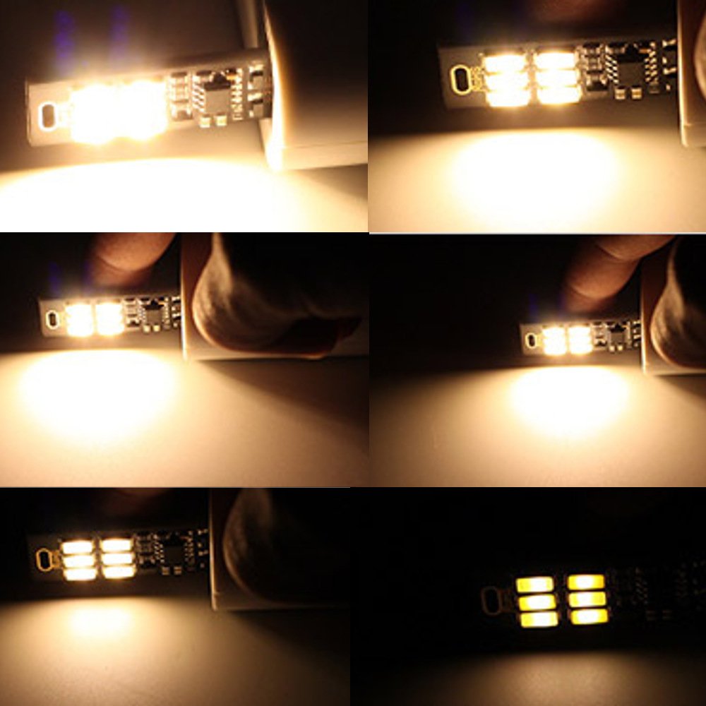 JacobsParts USB Portable Keychain Lamp 5pcs 6 LED Touch Dimming Warm White 3000K