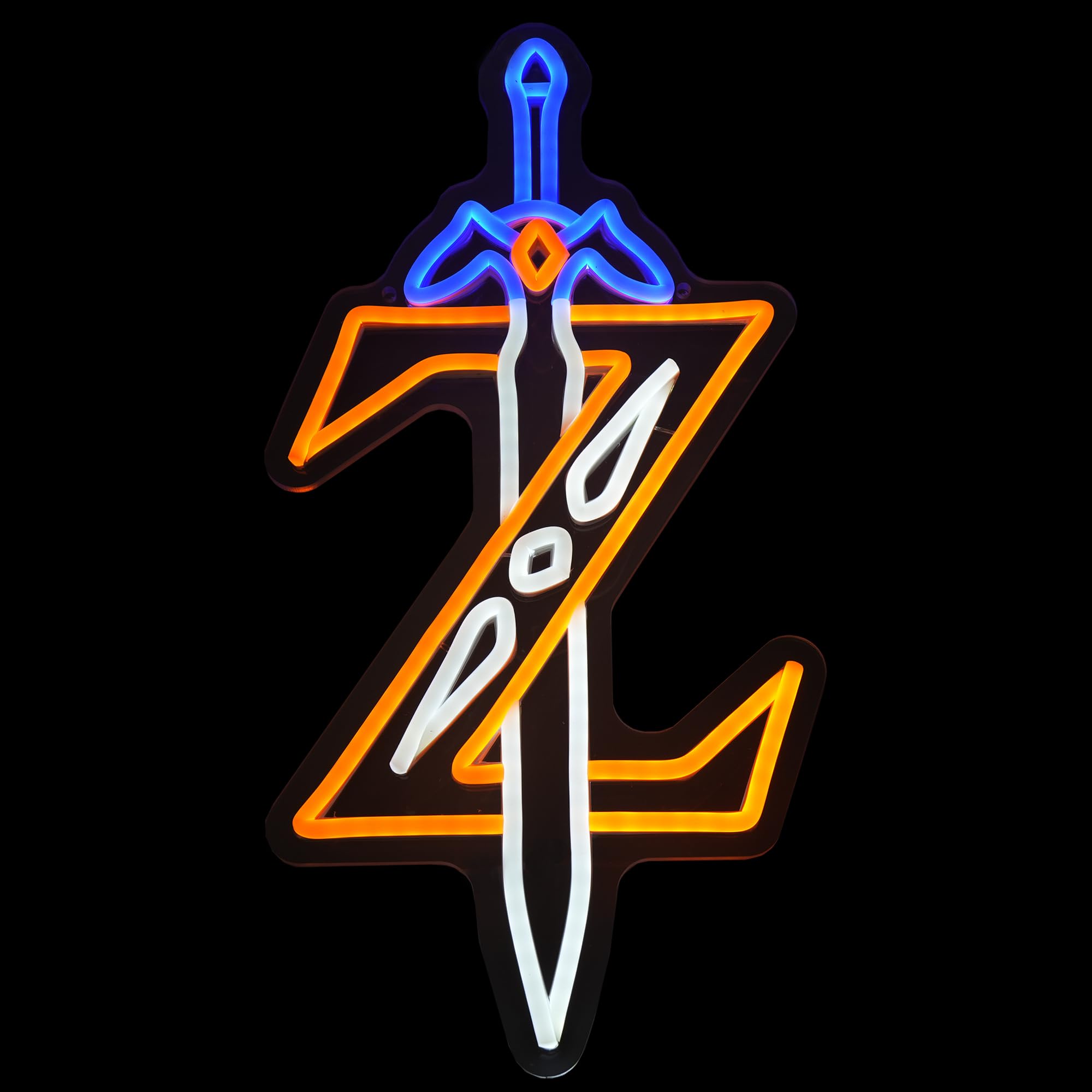Cheffort Neon decorative replica cutting edge Sign - LED Gaming Decor - 17.7x8.9 inches - Blue/Orange Acrylic - Model NEON-ZELDAdecorative replica cutting edge