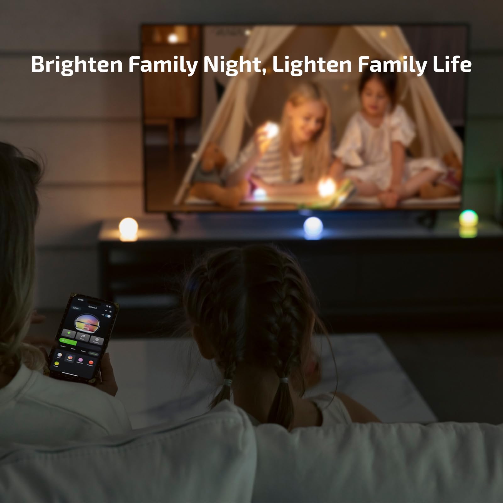 OLIGHT Sphere C 2-Pack Smart Night Light, USB-C Rechargeable, 75 Lumens Stepless Dimming, App Control Ambient Lighting, Portable