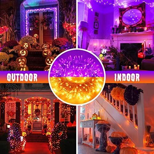 Jmexsuss 2 Pack 33Ft 100 Led Orange Purple Halloween Lights Indoor Outdoor  Color Changing Christmas Lights Plug In  Connectable Clear Wire String Light For Christmas Tree Party Xmas Decorations