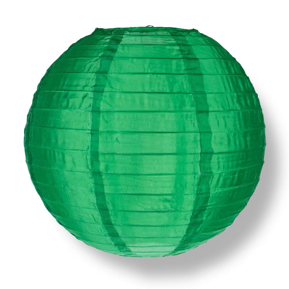 Quasimoon Paperlanternstore.Com 4 Inch Emerald Green Round Nylon Lantern, Even Ribbing, Hanging Decoration (10 Pack)