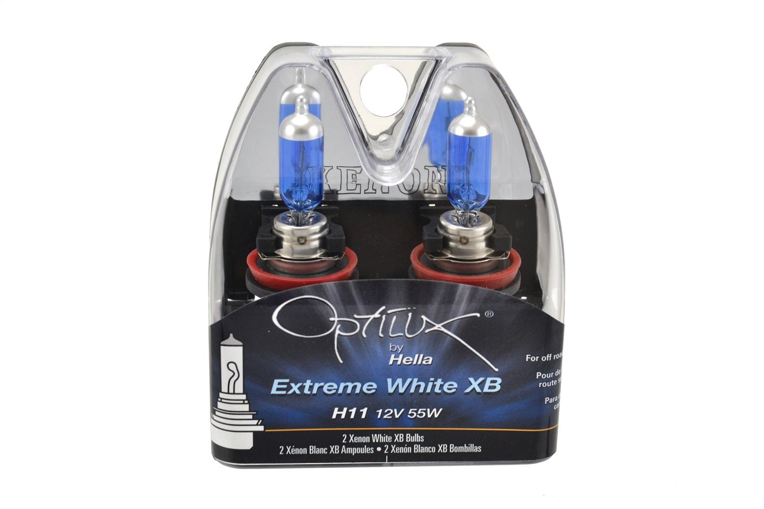 HELLA H71071262 Optilux XB Series H11 Xenon White Halogen Bulbs, 12V, 55W, 2 Pack