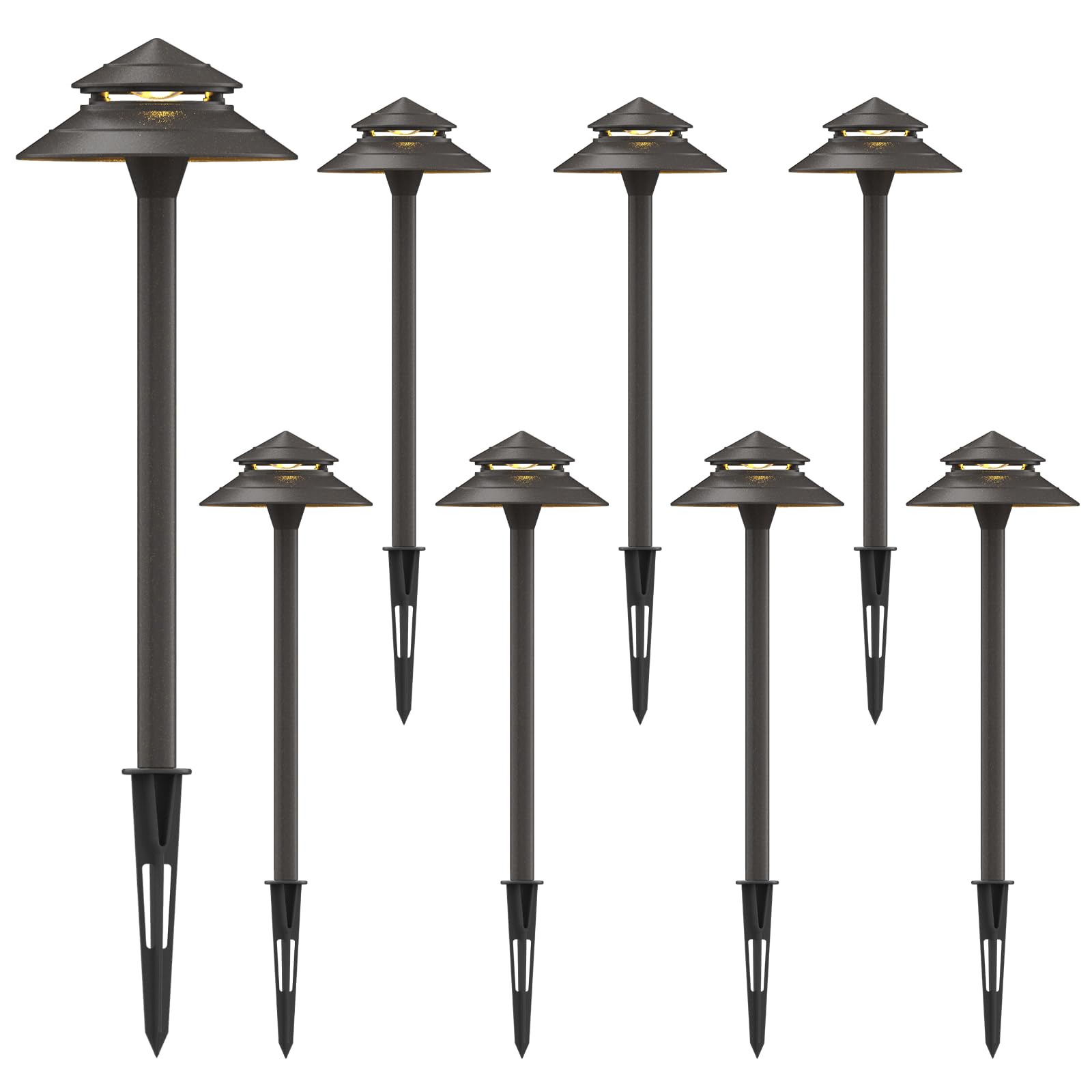 Goodsmann 3W Led Pathway Lights 8Pk - 180 Lumen, 3000K Warm White, Aluminum, Black & Gray, Model 9128-21601-08