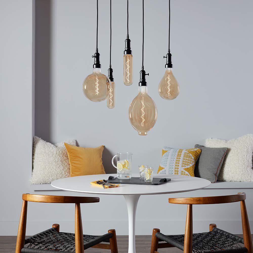 GE LED Vintage Edison Bulb, 6.5W Dimmable Amber Glass, 350 Lumen, BT56, E26 Base, 1-Pack