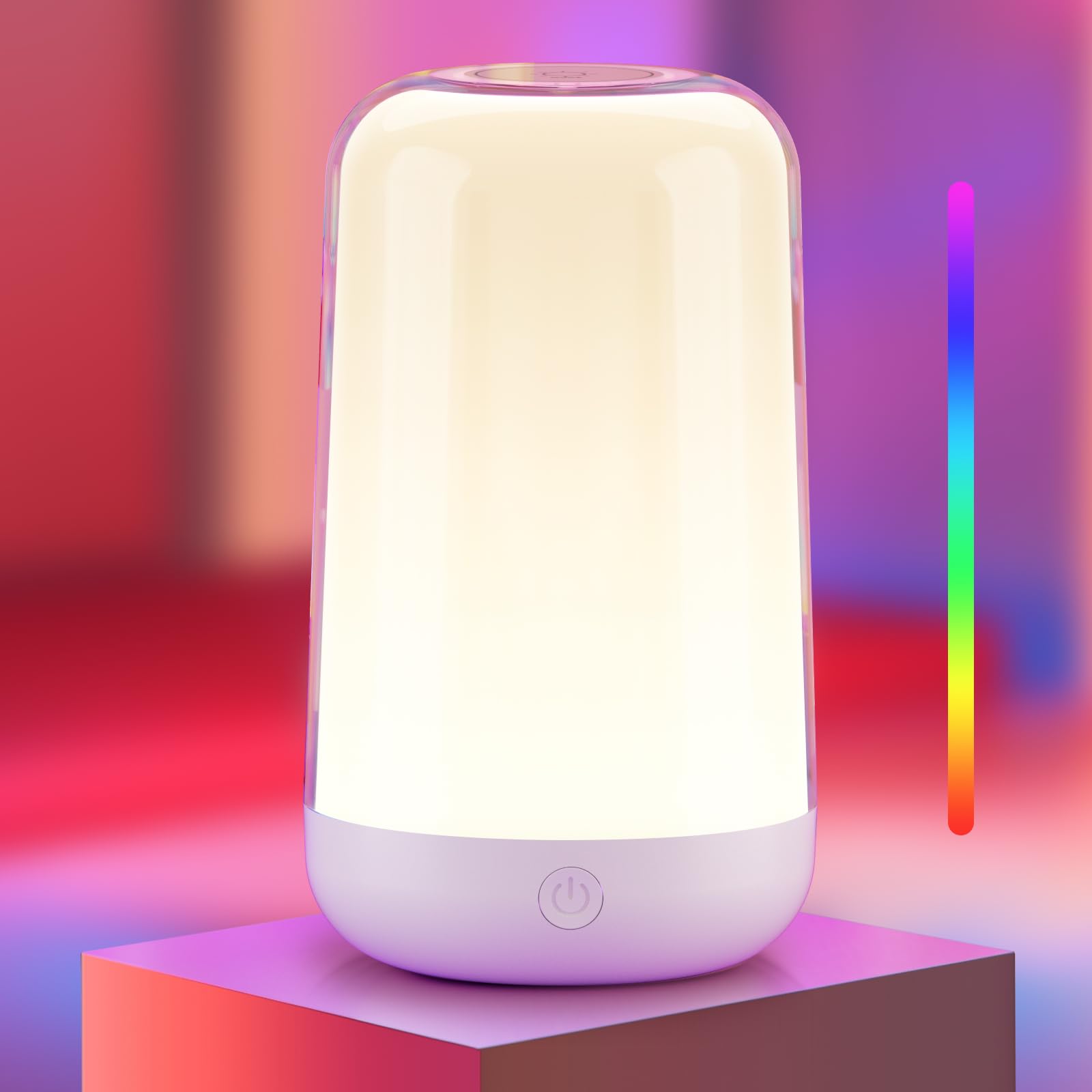 FRIDEKO HOME Touch Lamps for Nightstand, Small Lamp Dimmable Bedside Lamp Cordless Bedroom Lighting with Warm White Lights Multi
