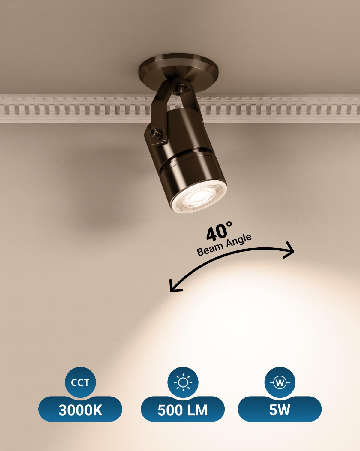 Sunco MR16 LED Light Bulb 5W=50W Dimmable 500 LM 3000K Warm White 6 Pack GU5.3 Base Model MR1653-3000