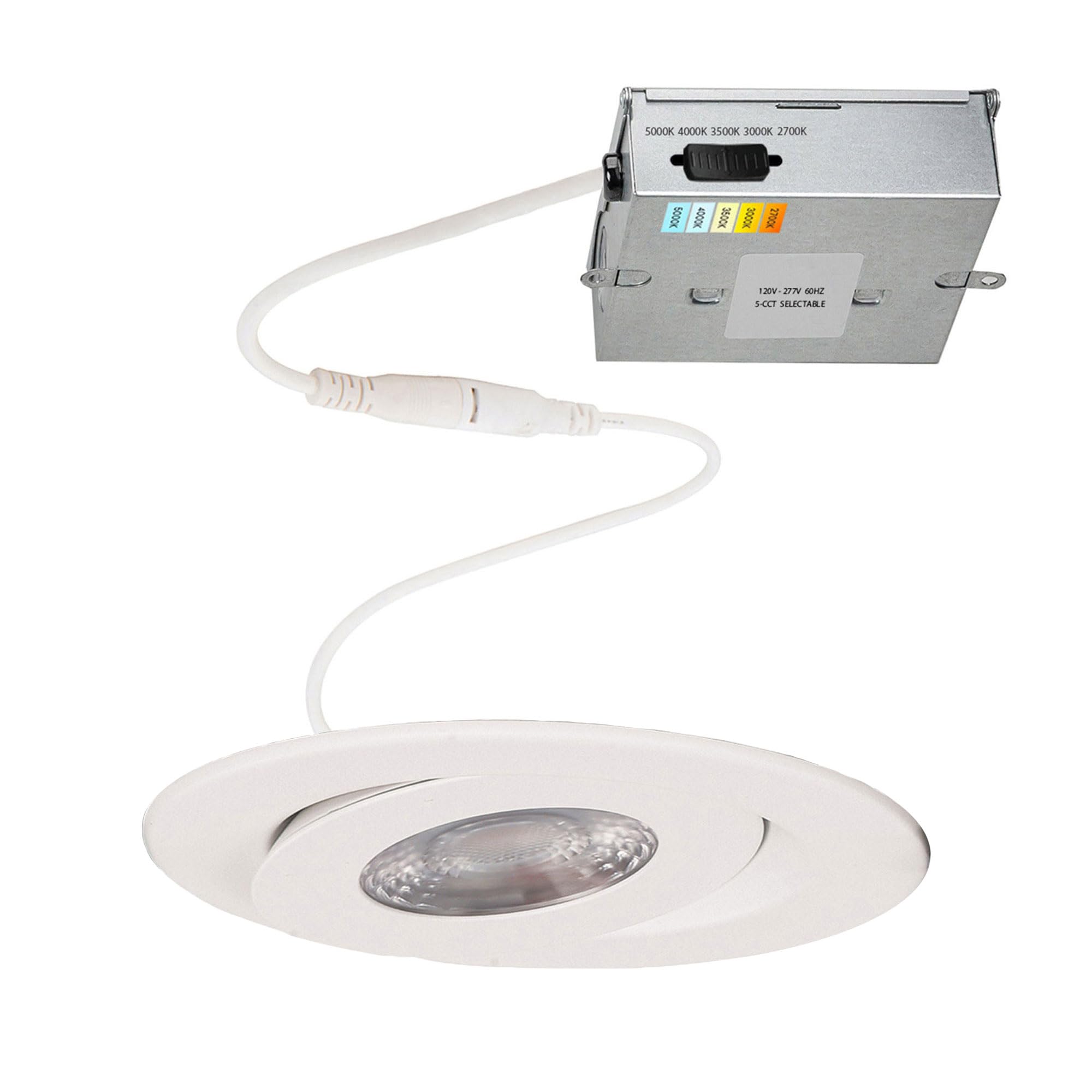 Wac Lighting Lotos 6In Led Round Adjustable Recessed Light 5-Cct Selectable 15W 1 350 Lumens Ic-Rated Airtight 120V-277V Universal In White 2-Hr Fire Rated (Pack Of 24)