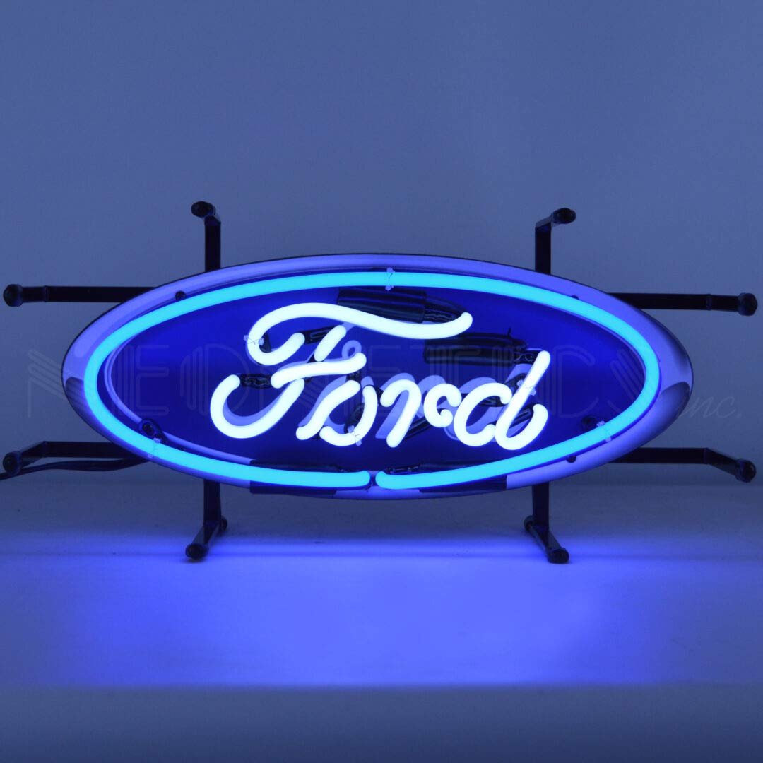 Neonetics Ford Oval Neon Sign - Glass, Blue, 8x17 inches, Model 5SMLFD