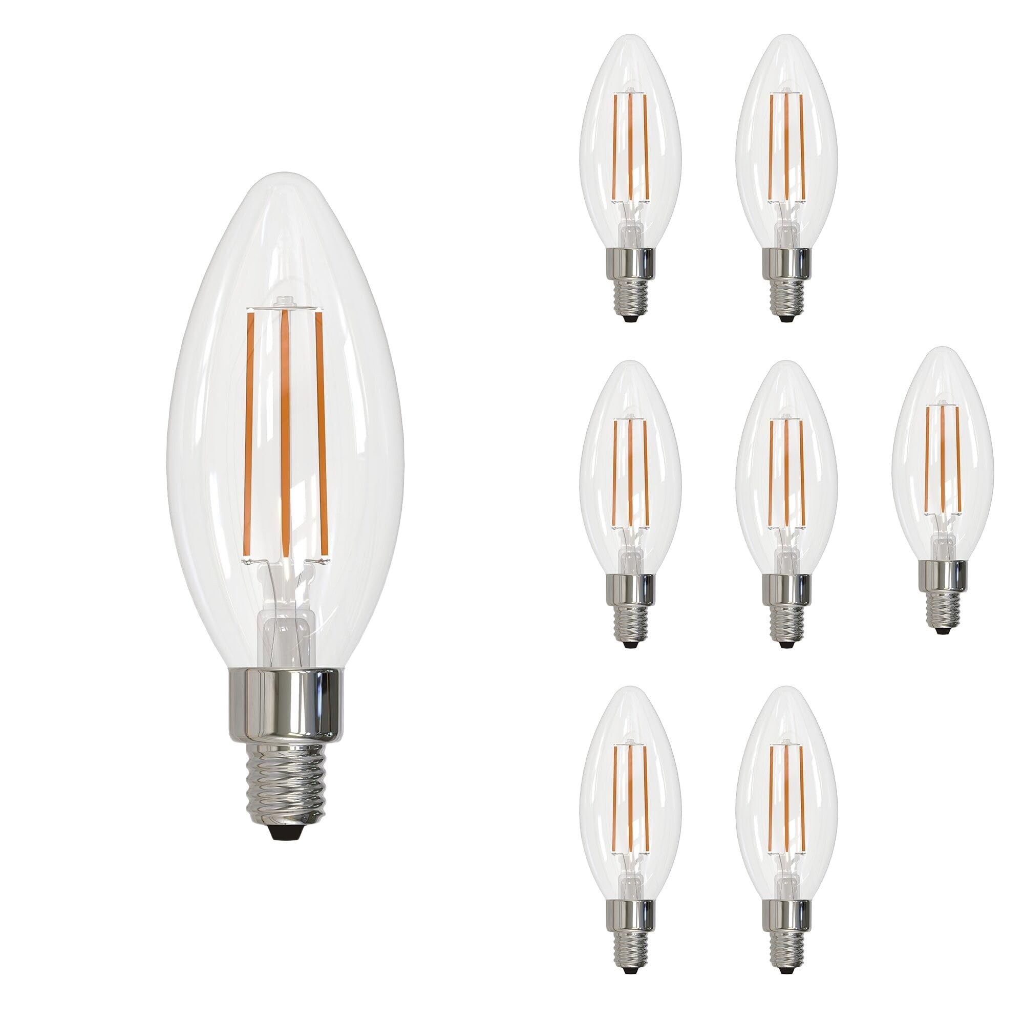 Bulbrite Pack Of (8) 4 Watt Dimmable Clear B11 Led Light Bulbs With Candelabra (E12) Base, 2700K Warm White Light, 350 Lumens