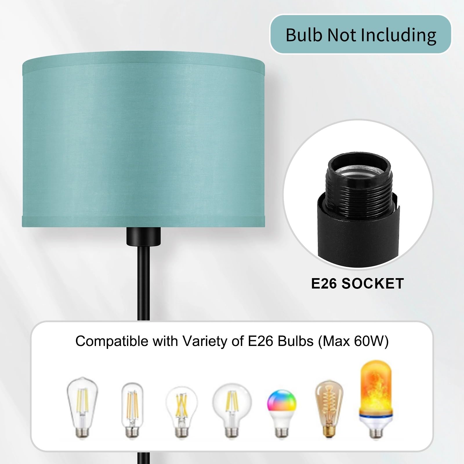 Floor Lamp  Standing Lamp  Modern Floor Lamps With Green Lampshades  Foot Switch  59  Tall  Bright Pole Lamps For Living Room  Bedroom  Office  Nightstand  Kids  Gift  Green Lamp (Without Bulb)