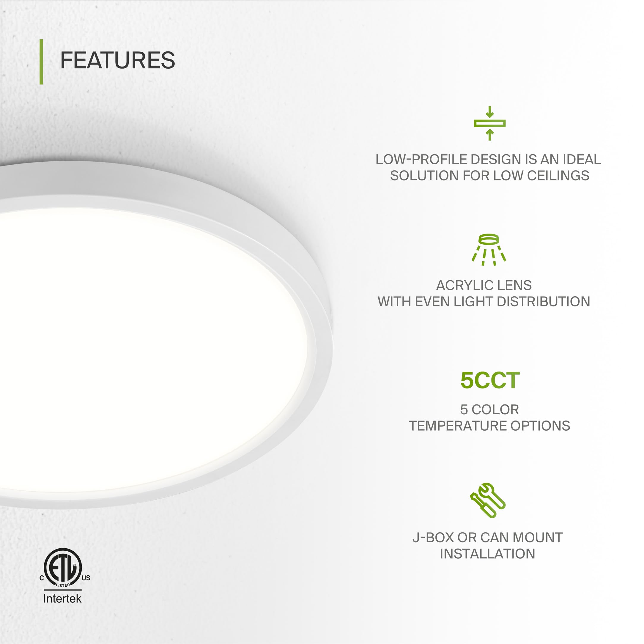 ASD 9 Inch Round Flush Mount Ceiling Light Fixture, 18W 1660LM, Dimmable, Ultra Slim, White, 6 Pack, Model A-MPR-9D18
