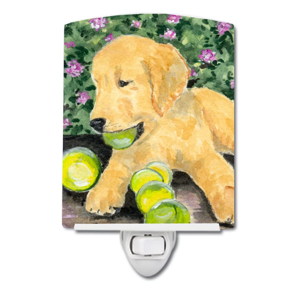 Caroline'S Treasures Ss8759Cnl Golden Retriever Ceramic Night Light Compact, Ul-Certified, Ideal For Bedroom, Bathroom, Nursery, Hallway, Kitchen, 6X4X3, Multicolor