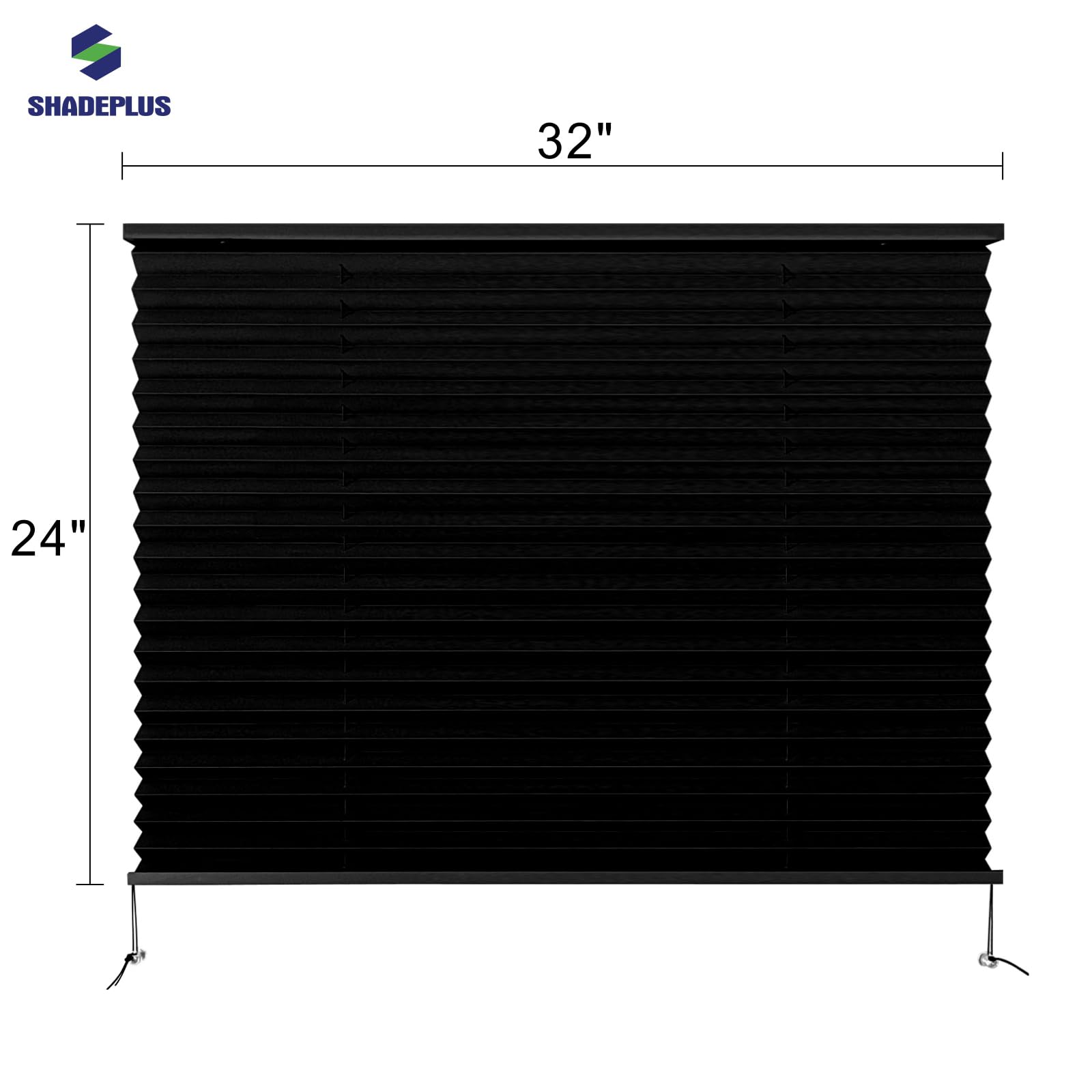 SHADEPLUS RV Pleated Shades Black 32in W x 24in H Model NBZL-BLACK-32/24 for Travel Trailers & Motorhomes