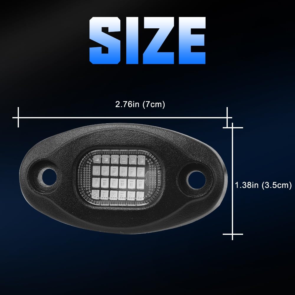 Sunpie 6 Pods Blue Rock Lights 24 Aluminium Metal Underglow Light With 32.8Ft Extension Wires, Ip67 Waterproof Fender Lighting For Trailer Off Road Trucks Sedans Suv Atv Utv Motorcycles Boats