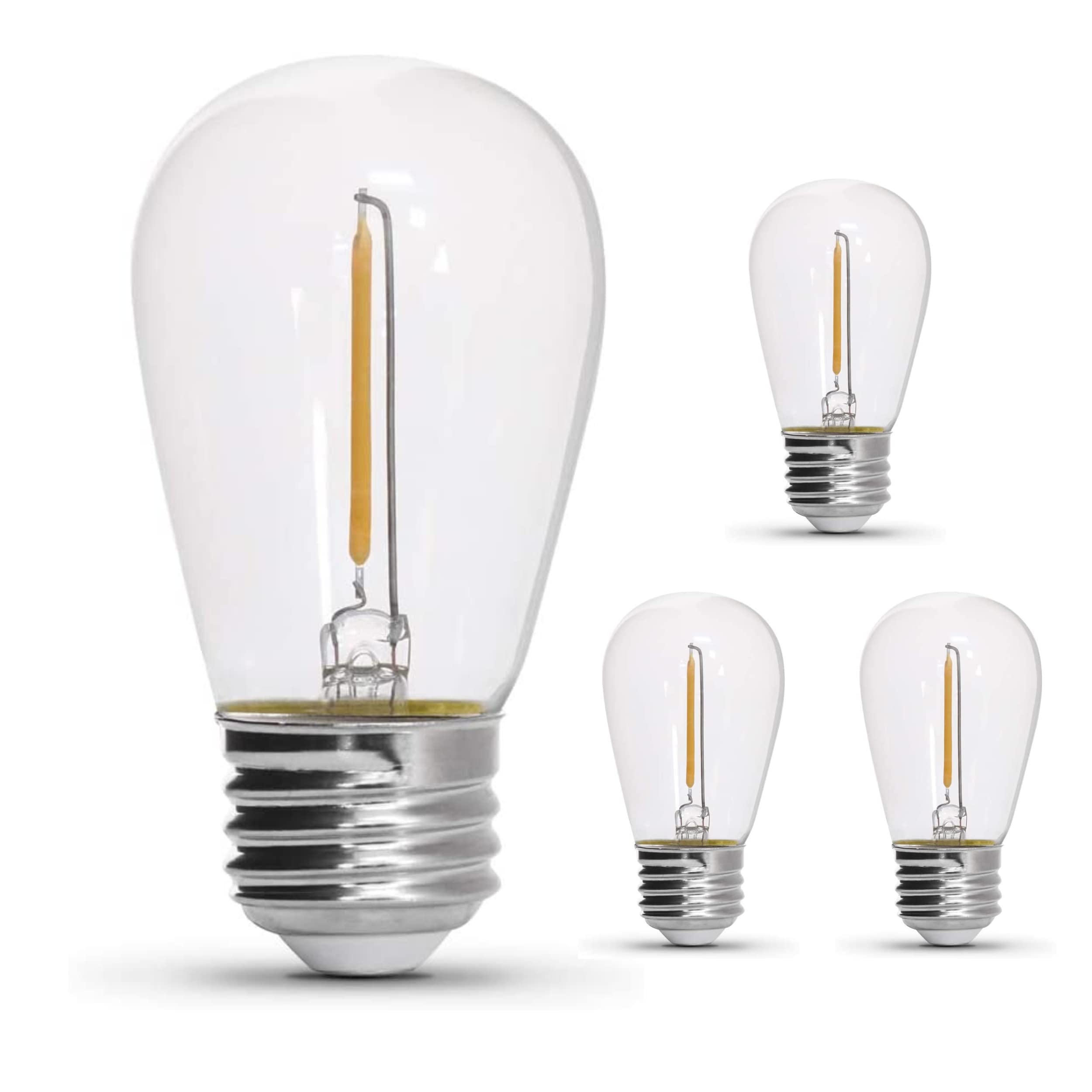 Feit Electric S14 LED Bulb, 4 Count, 2200K Soft White, Glass, Model S14/822/FILED/4