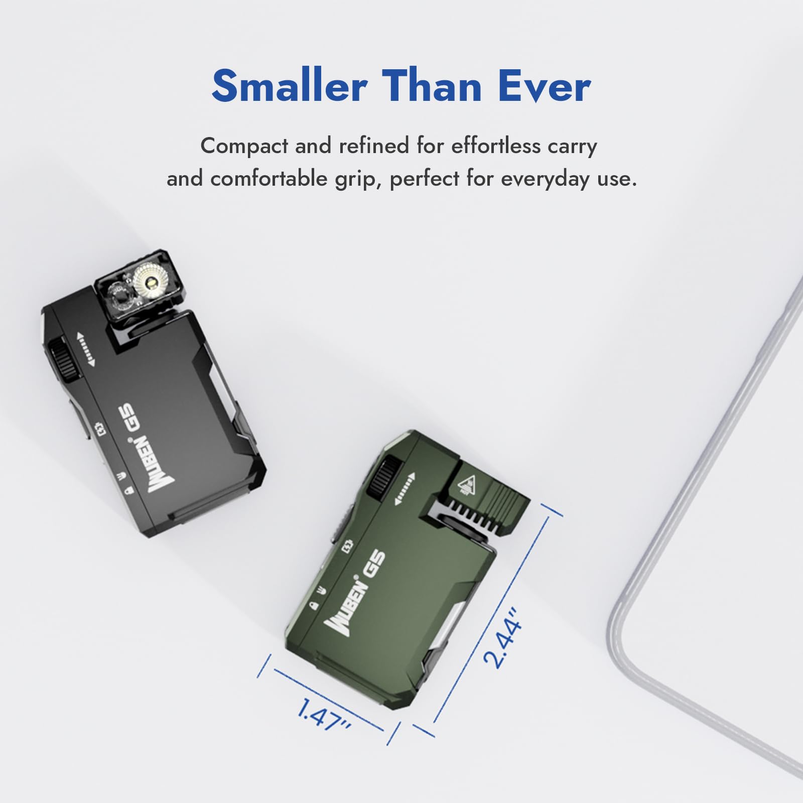 Wuben G5 Rechargeable Edc Flashlight, Powerful Rgb Flashights, 400 Lumens Portable Flat Mini Flashlights, Ip68 Waterproof Multi-