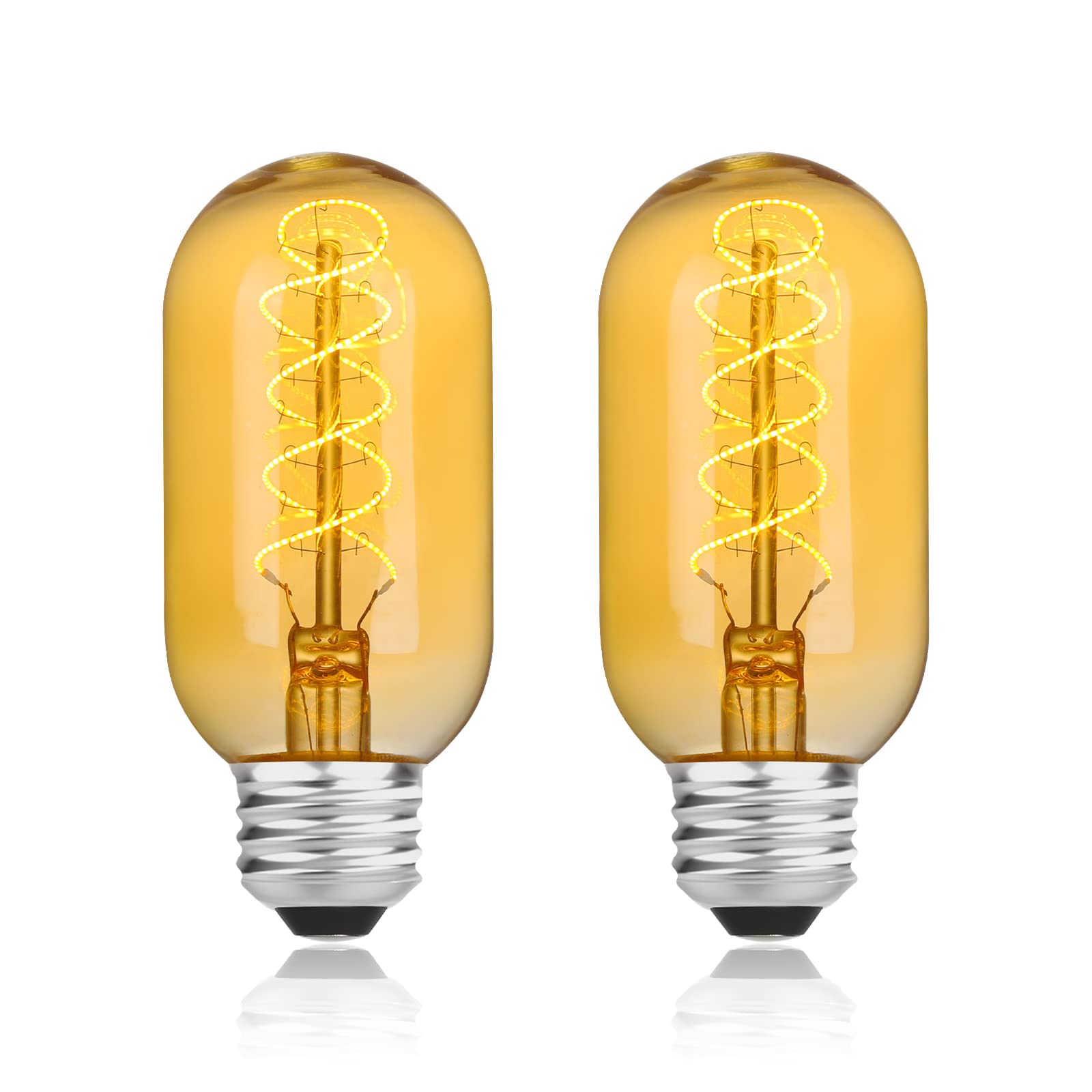 Amdtu Non-Dimmable Led Edison Bulb 25 Watt 2 Pack, Super-Thin Filament Incandescent Light Bulb 25W Equivalent, Vintage Amber Nig