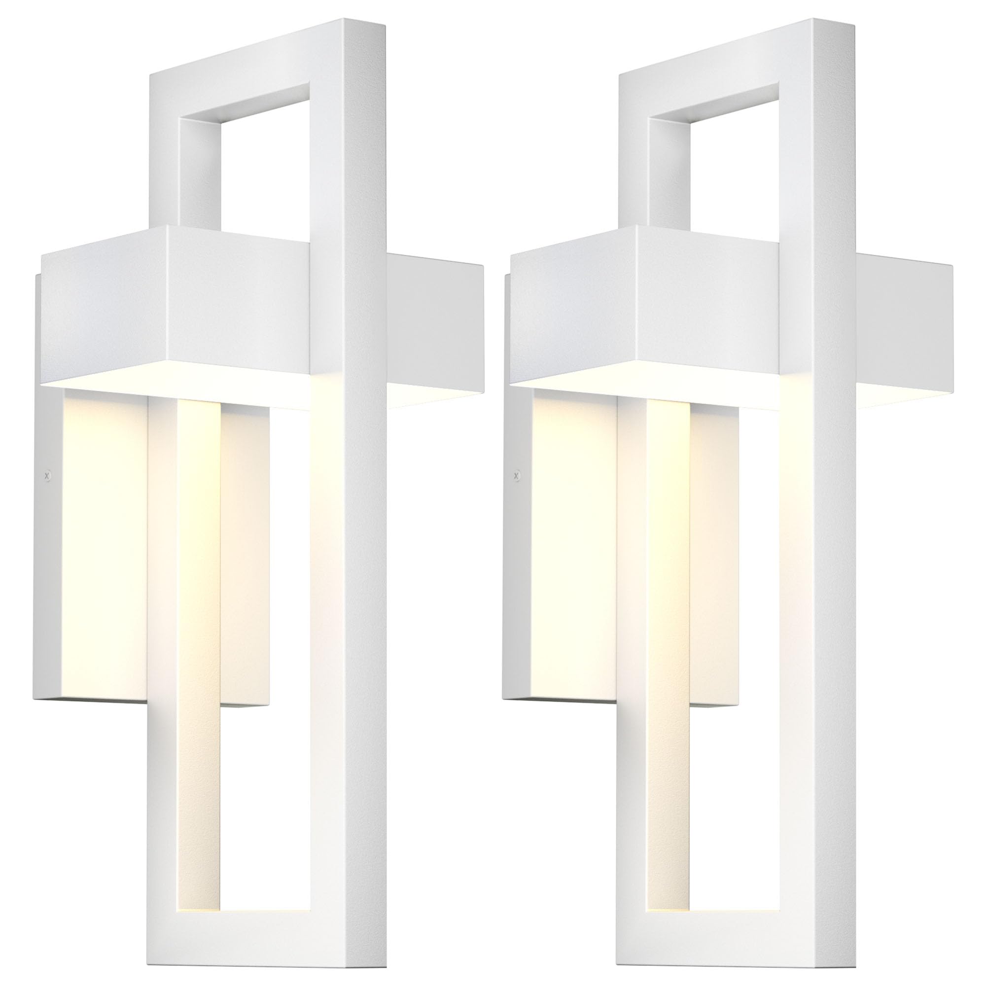 LamQee 2 Packs Modern Outdoor Wall Lights 3000K Integrated LED Outdoor Wall Sconces Lighting, Contemporary Exterior Lighting Fix