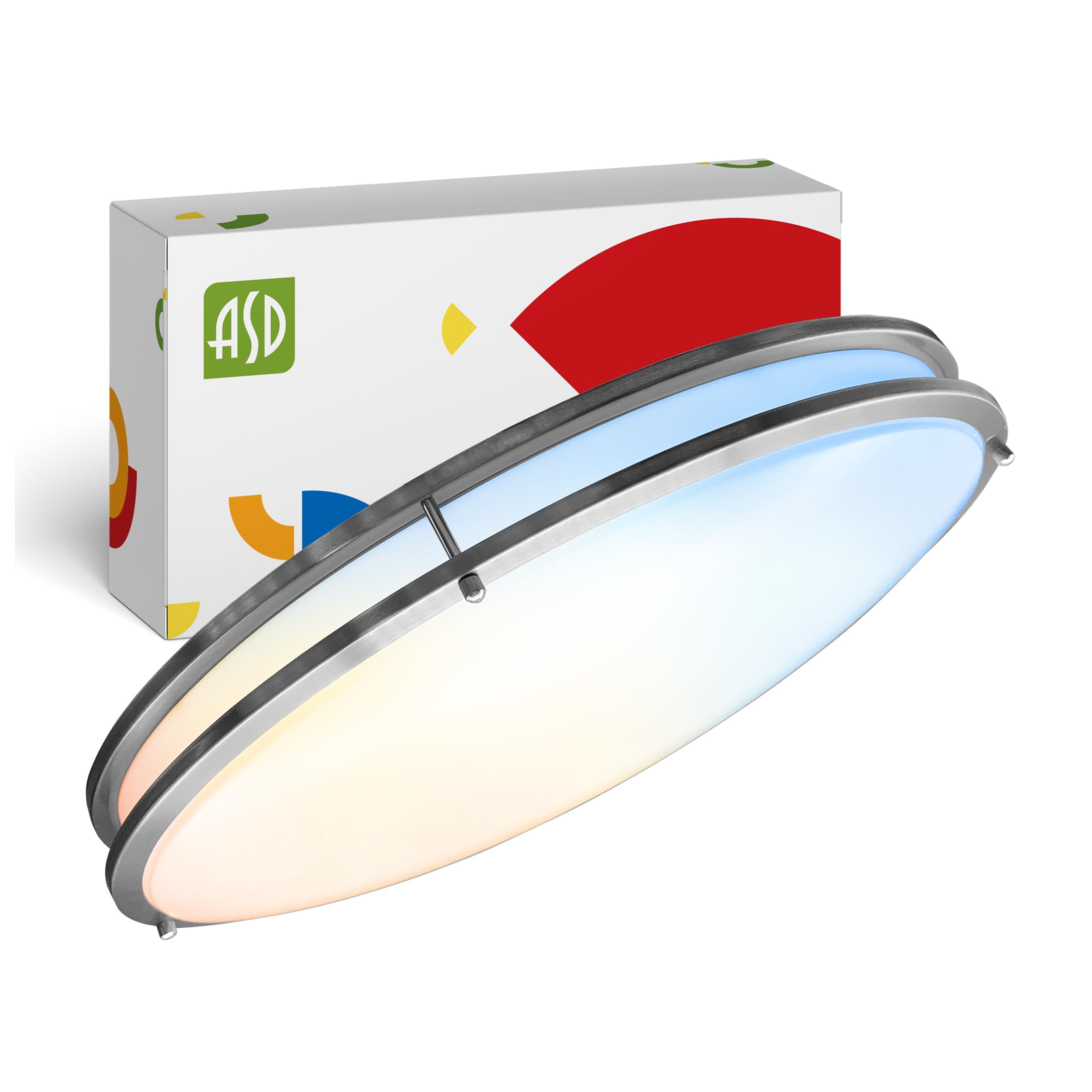 Asd Led 24 Inch Oval Flush Mount Light Fixture | 38W 3280Lm 2700K-5000K 120V | 5Cct, Dimmable, Etl Listed | Close To Ceiling Dou