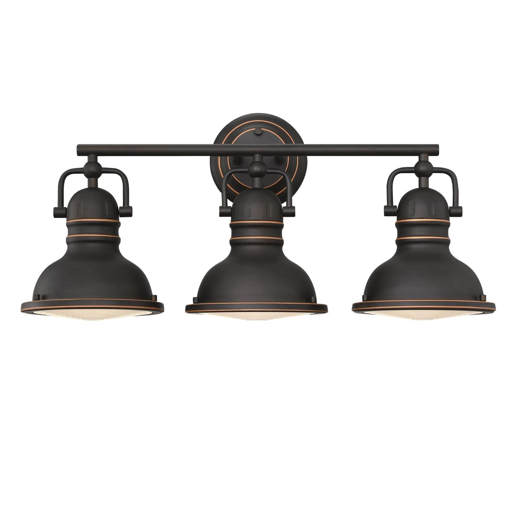 Westinghouse 6116200 Boswell Vintage-Style Three-Light Indoor Vanity Light Fixture, Oil Rubbed Bronze Finish with Highlights, Fr