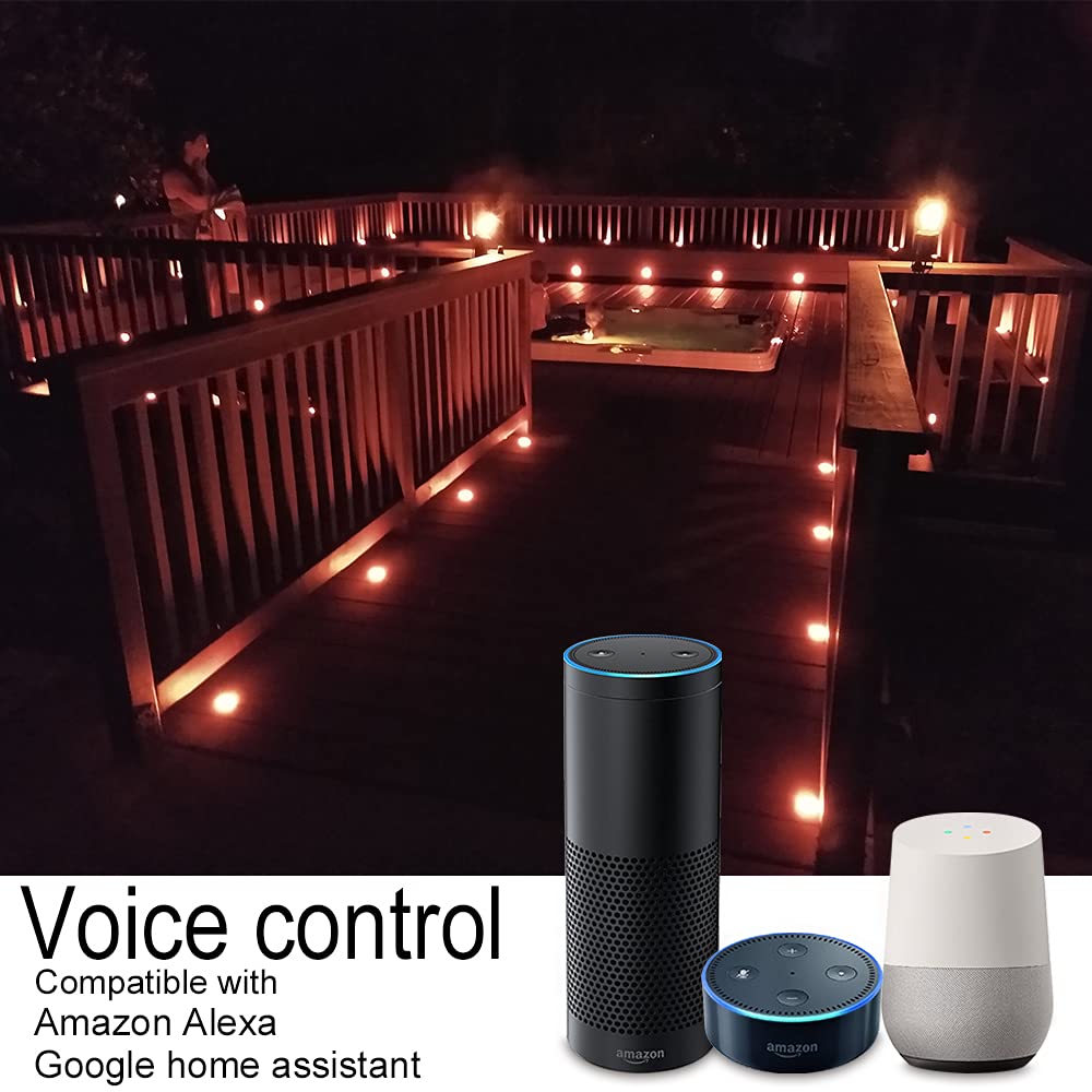 FVTLED LED Deck Lights Kit, 50pcs RGBW Recessed Waterproof Lighting, WiFi Control, Stainless Steel, Model D31B