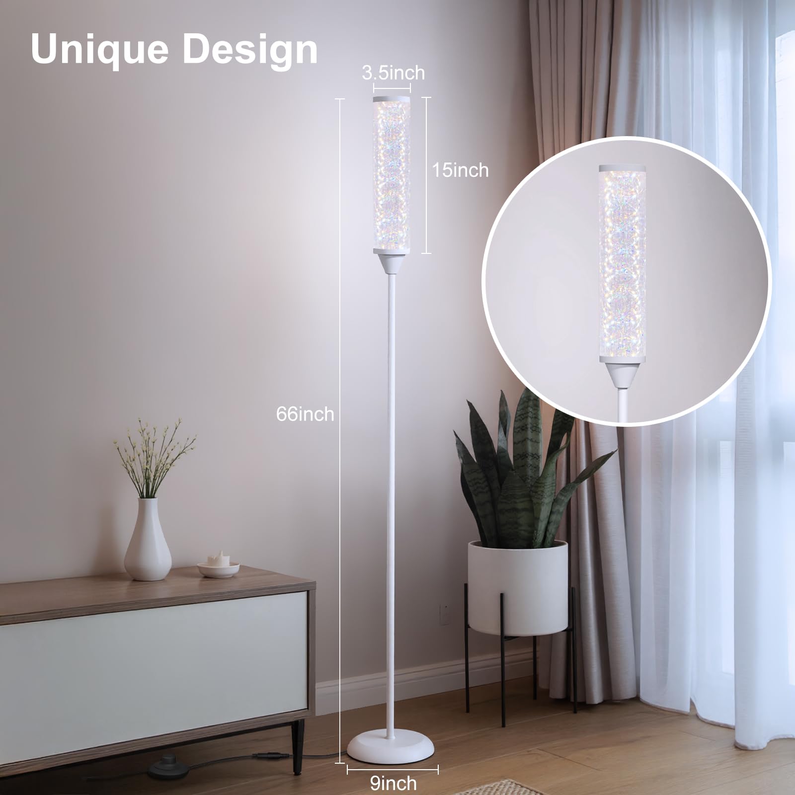 WORLD WIN Prism Glow Floor Lamp, Smart RGB LED, Music Sync, Modern Design, White, Model: prism glow floor lamp 03