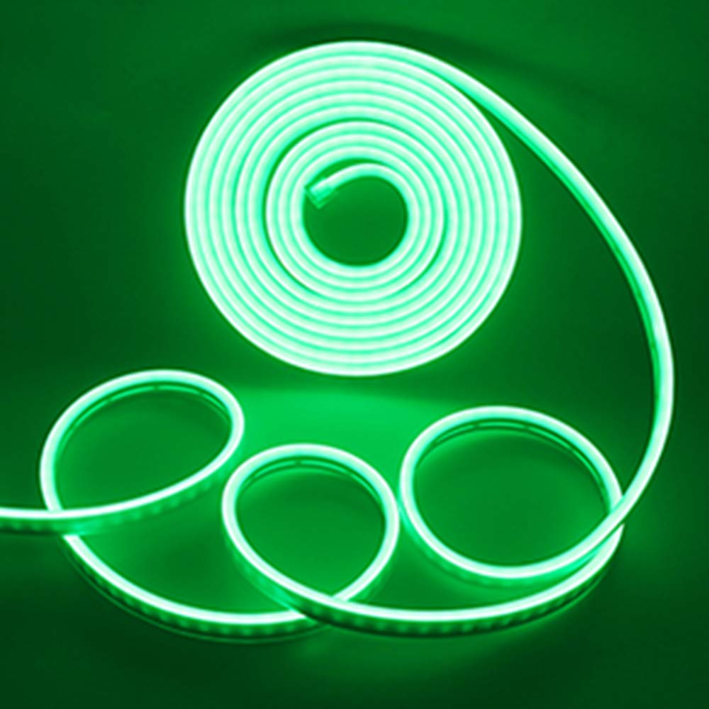 YM E-Bright Led Neon Band Lights 12V Indoor Outdoor Silicone Rope 16.4Ft 600SMD Flexible Waterproof IP67 for Signboard Bar Home Kitchen Bedroom Party Christmas Decoration-Green (No Power Adapter)