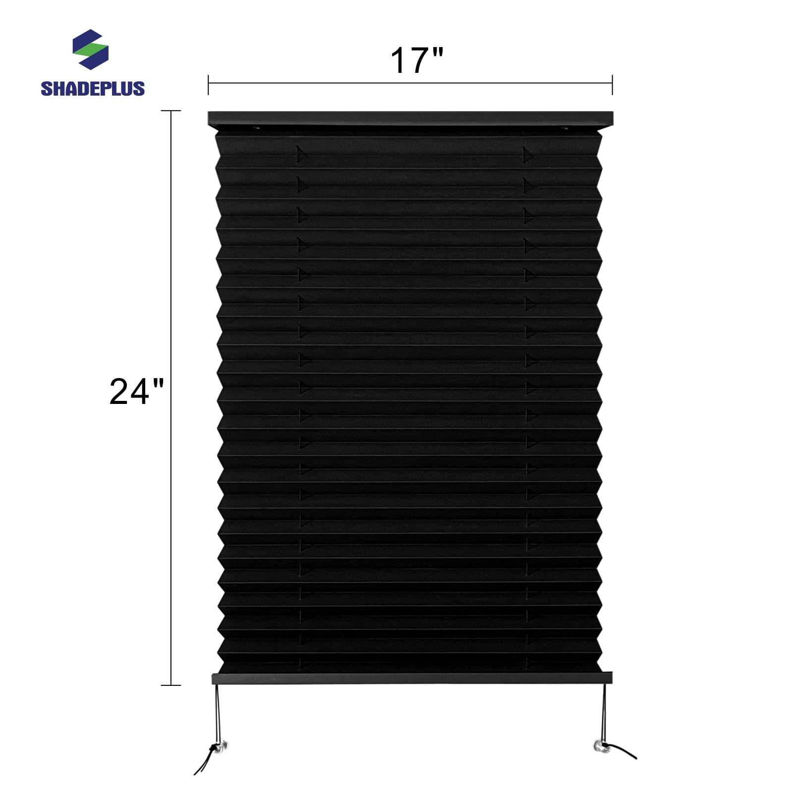 SHADEPLUS RV Pleated Shades Black Polyester Blend 17inW x 24inH Model NBZL-BLACK-17/24 for Travel Trailers and Motorhomes