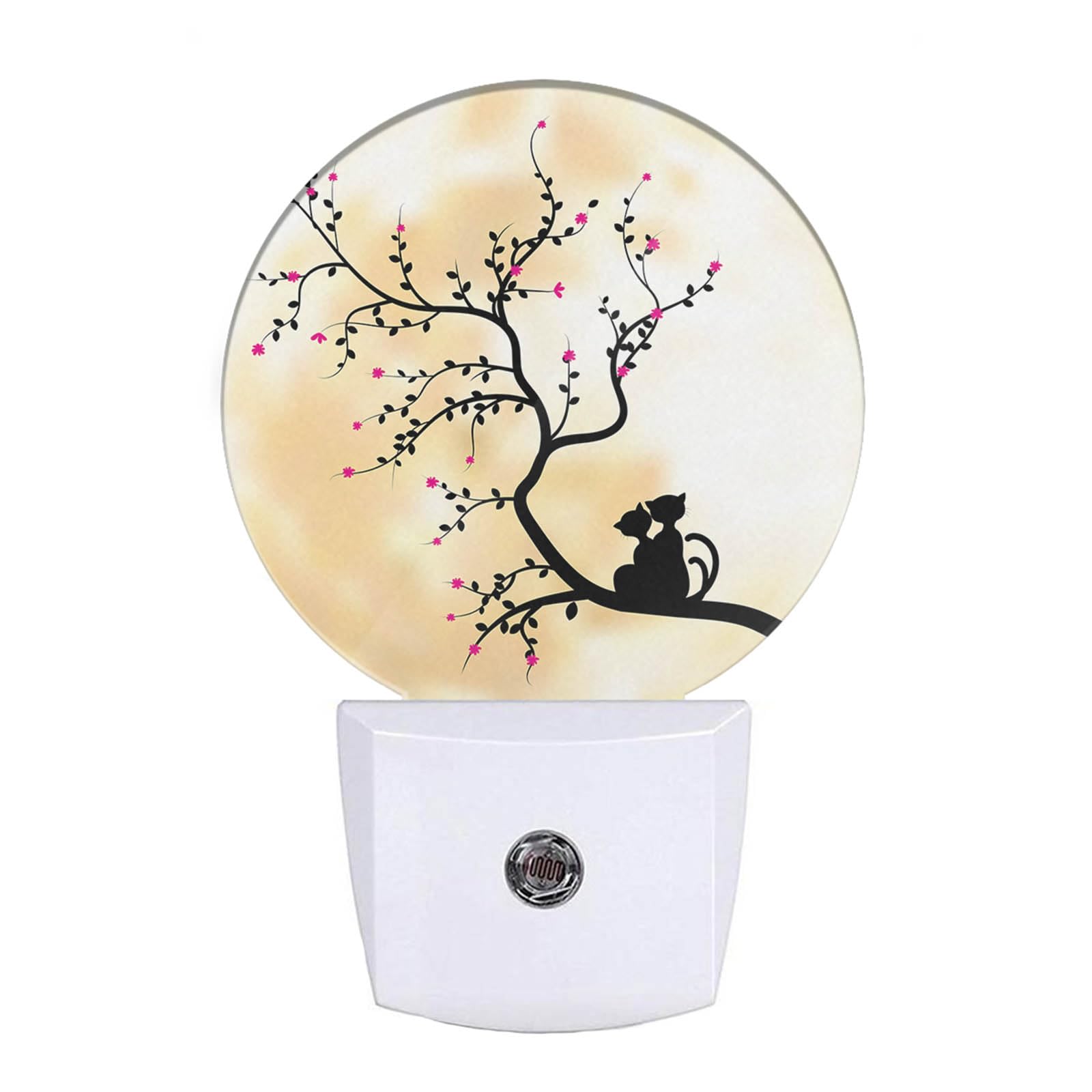 EKOBLA Cat Animal Lovers Night Lights Plug into Wall Love You to The Moon and Back Led Night Light Dusk to Dawn Sensor Round Lam