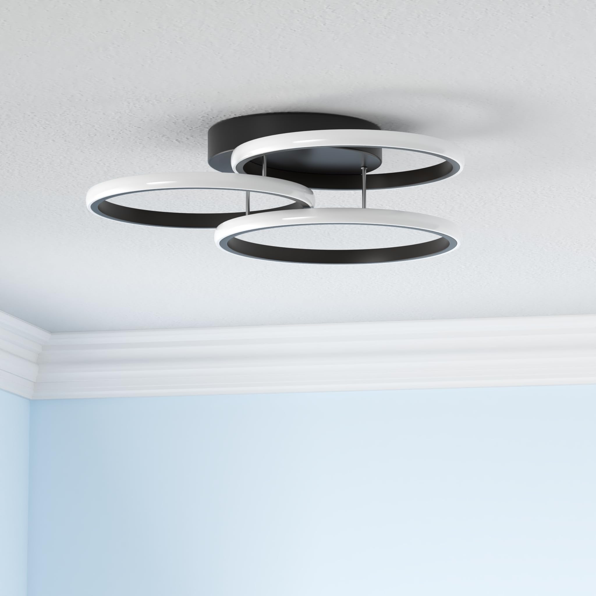 15.74In Dimmable Led Modern Flush Mount Ceiling Light Fixture With Remote Control, 3000K-6500K 3-Color Dimming Circle Modern Chandelier, Close To Ceiling Bedroom Kitchen Hallway Cloakroom Lamp