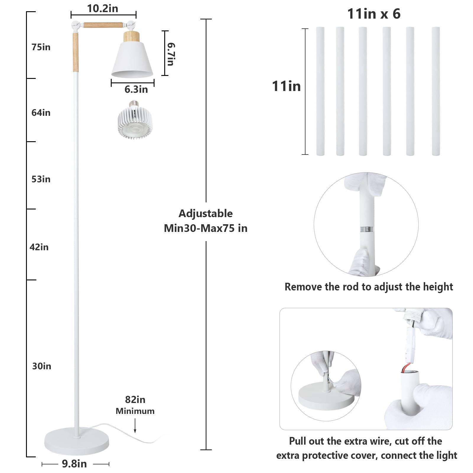 HMVPL Grow Lights Full Spectrum 20W COB Indoor Plant Lamp Adjustable 75in White Model 231006B1