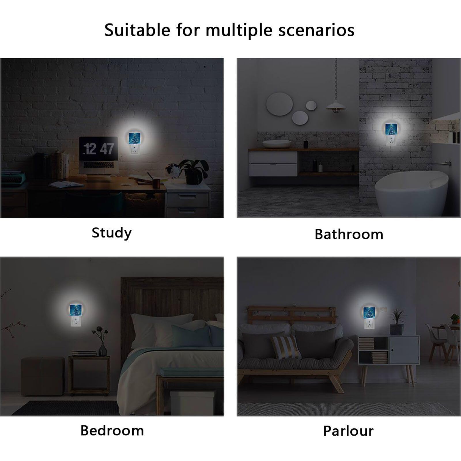 Aslsiy Night Light For Kids Blue Snow Christmas Tree Plug In Wall Lamp Led Dusk To Dawn Sensor Energy Saving Nightlight For Boys Girls Men Women